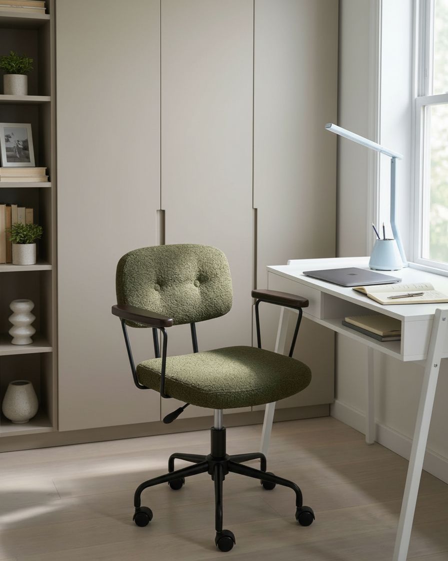 Desk Chair ALGERITA Boucle Dark Green