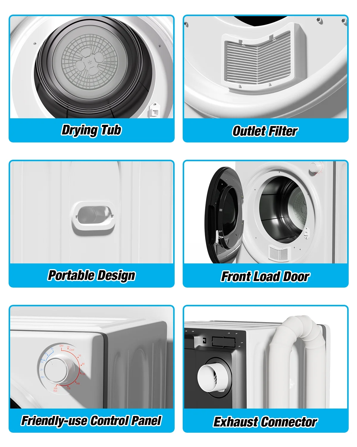 TABU Washer and Dryer Set, 17.6LBS Full Automatic Washing Machine & 8.8LBS Portable Dryer (Gray&White) - Image 14