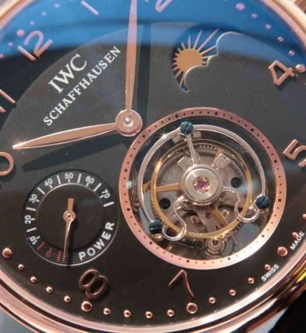 Replica IWC Portuguese Tourbillon Power Reserve RG Moonphase Black Dial - Top club