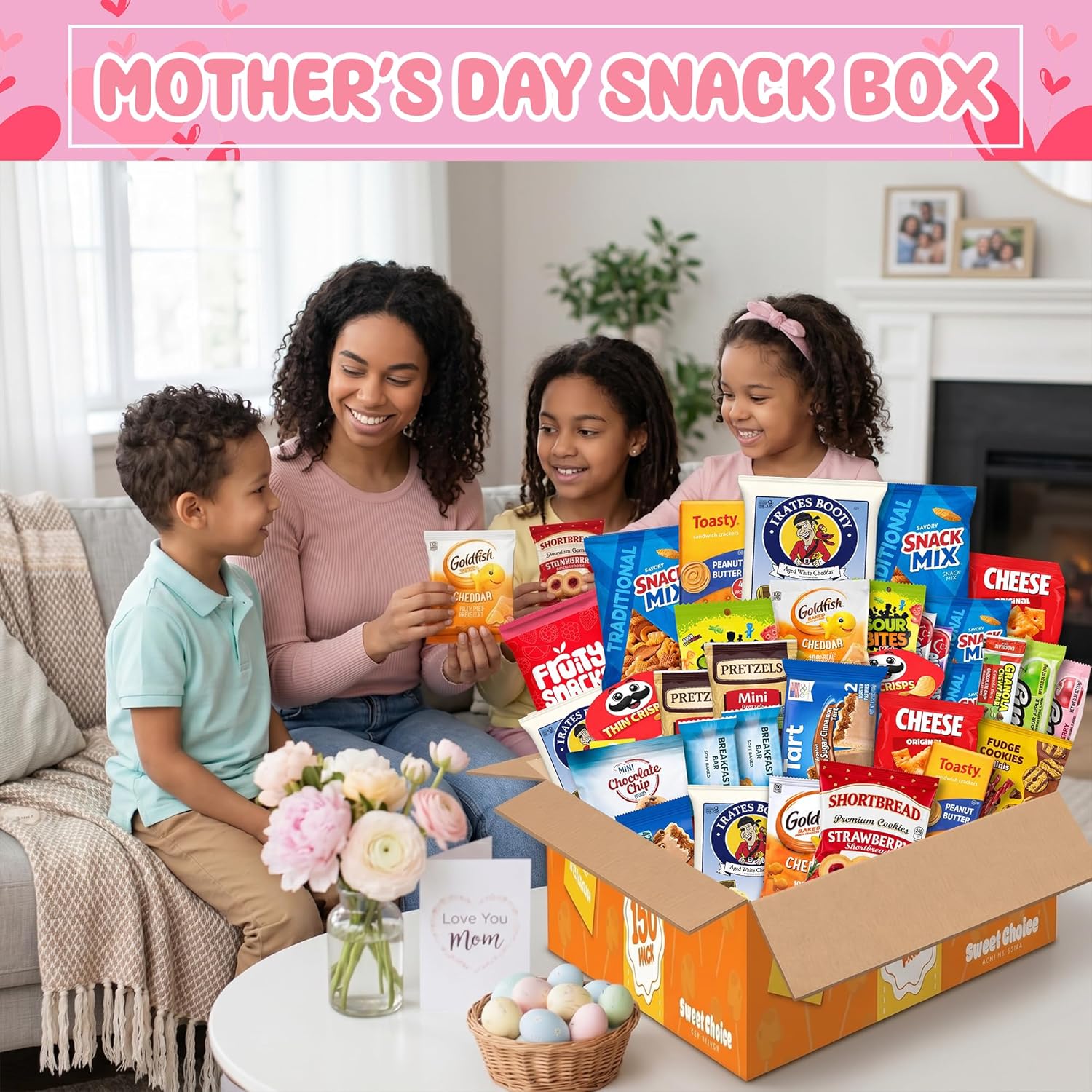 Snack Box Variety Pack (150 Count) Mothers Day Snacks - Bulk Snacks Variety Pack for Adults, Kids & Teens with Chips, Cookies & Bars - Care Package for College Students, Birthdays & Movie Nights