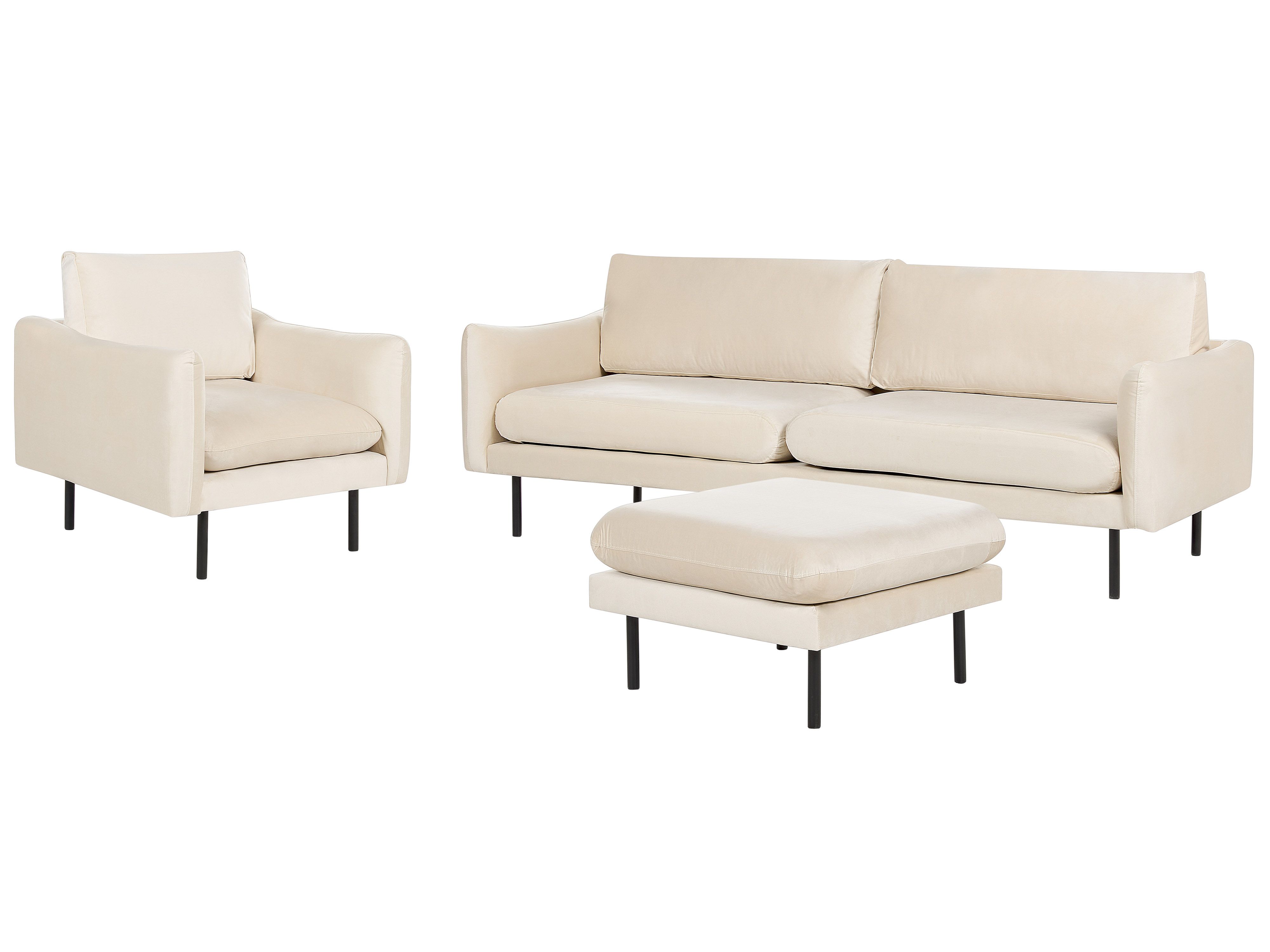 Living Room Set 5 Seater VINTERBRO Velvet Light Beige with Ottoman