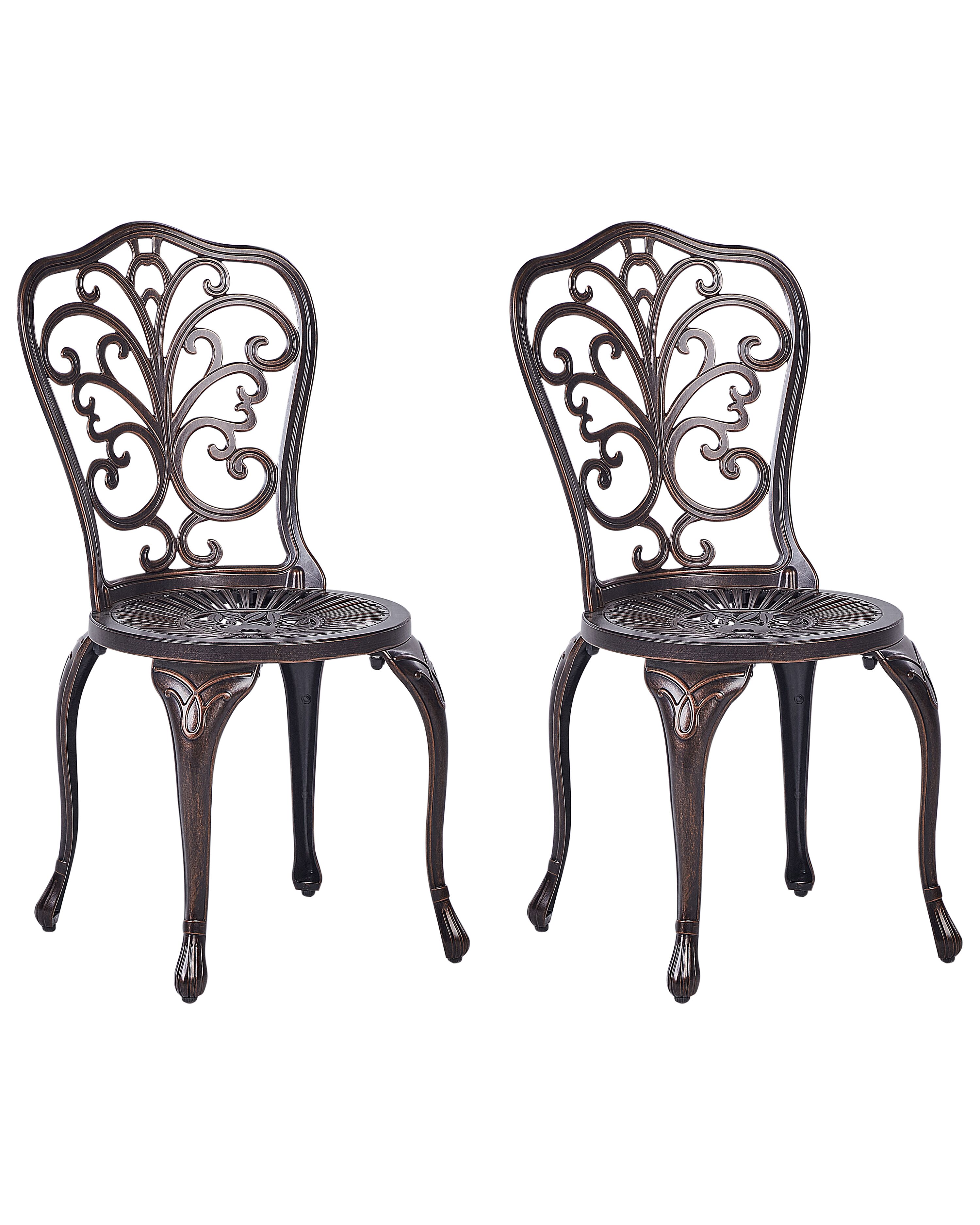 Set of 2 Garden Chairs TRIORA Metal Brown