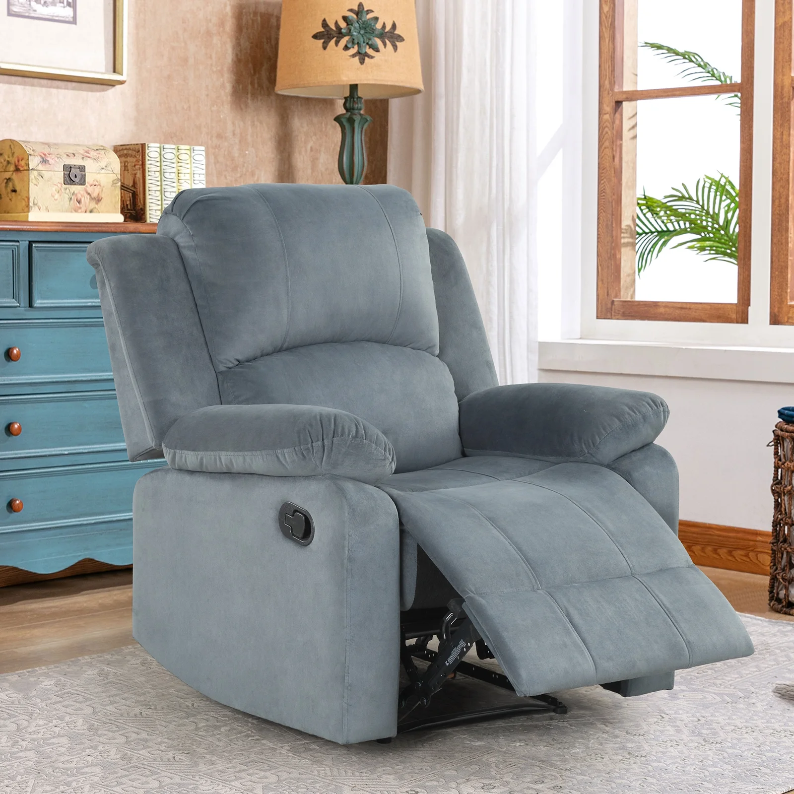 Bonzy Home Recliner Chair with Soft Padded Headrest and Armrest, Theater Reclining Chair Sofa for Living Room and Bedroom - Image 2