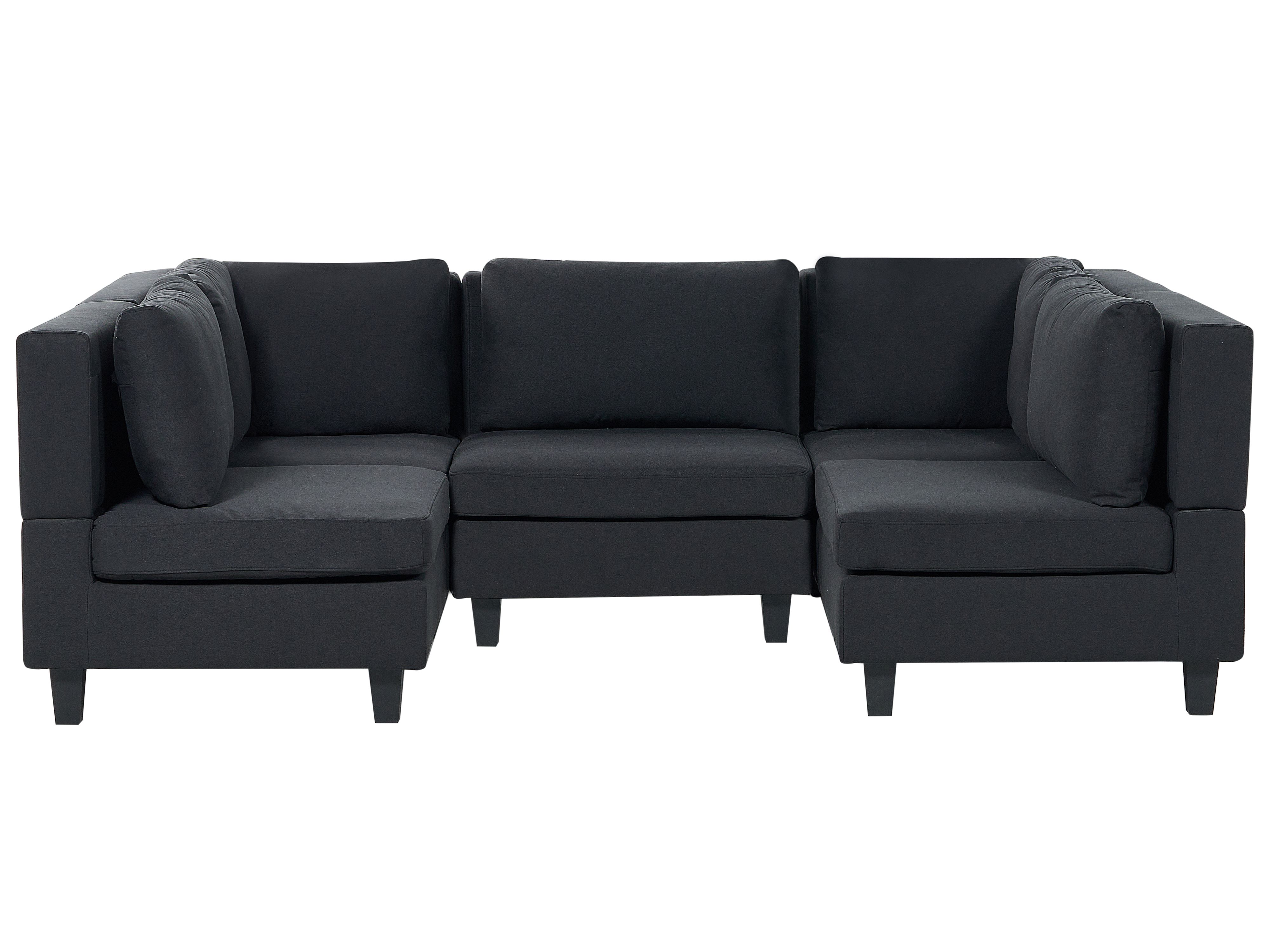 Modular U-Shape Sofa 5 Seater UNSTAD Fabric Black