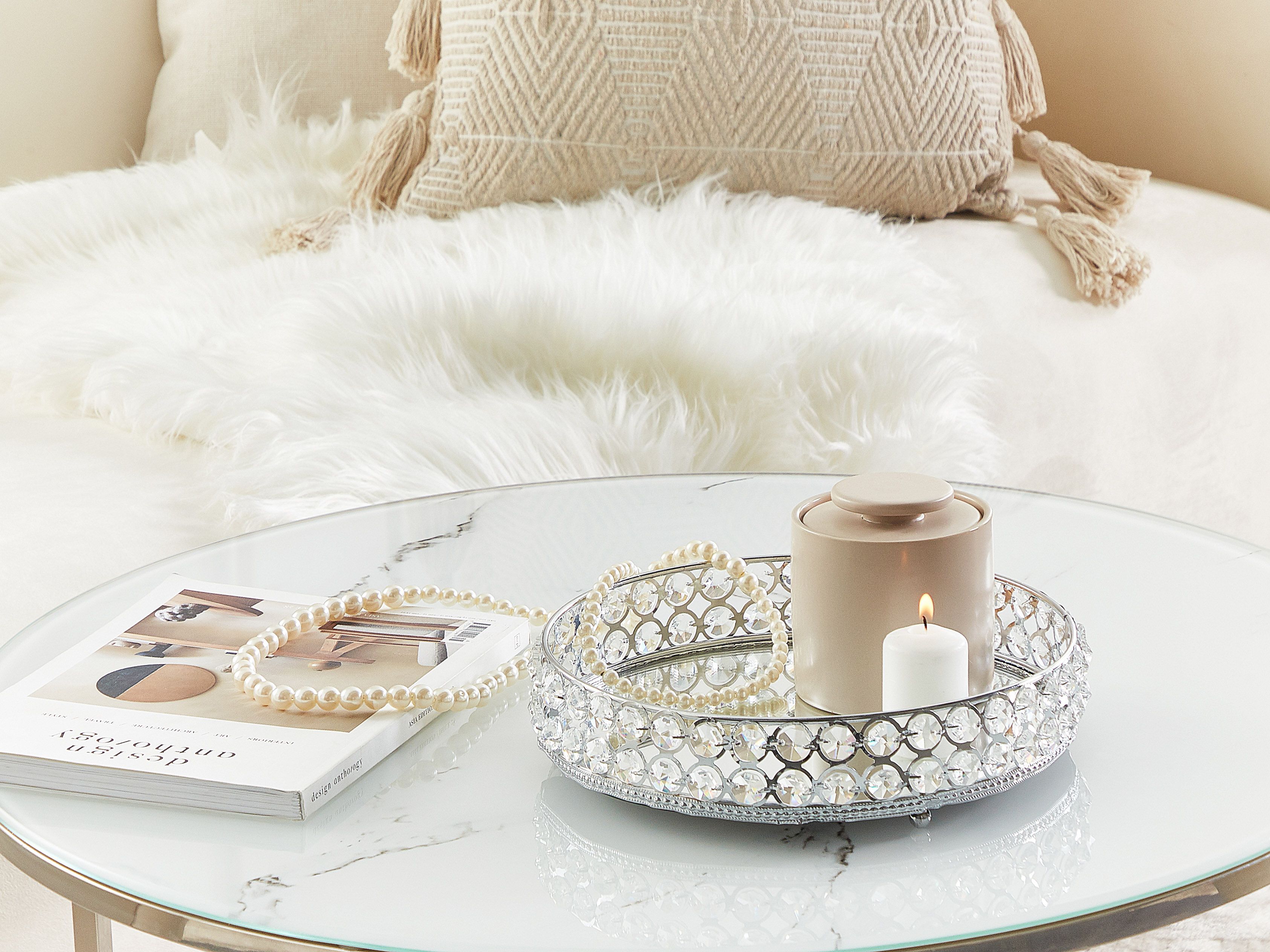 Decorative Tray VATAN Glass Silver