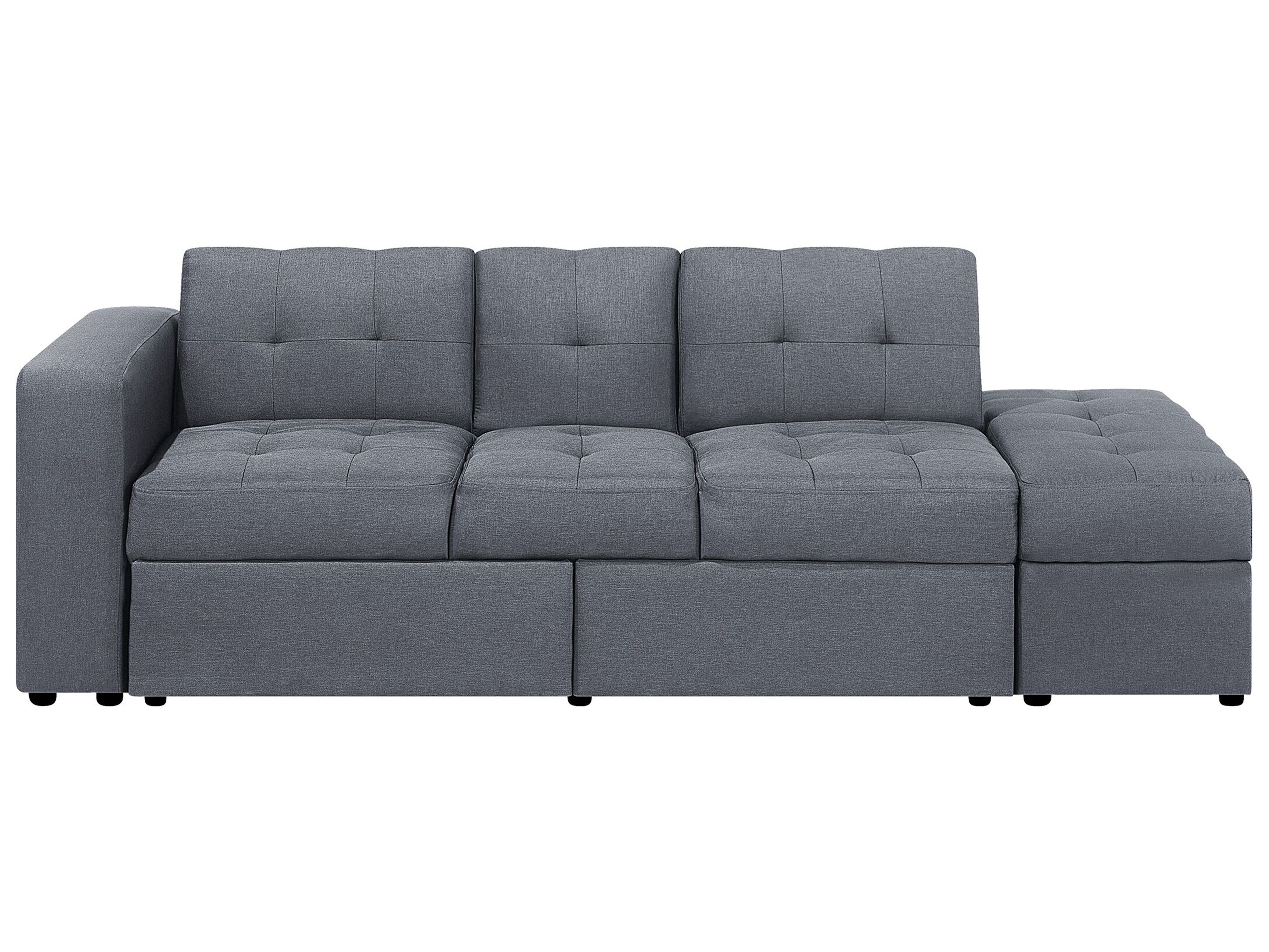 Sofa Bed 3 Seater FALSTER Fabric Dark Grey with Storage