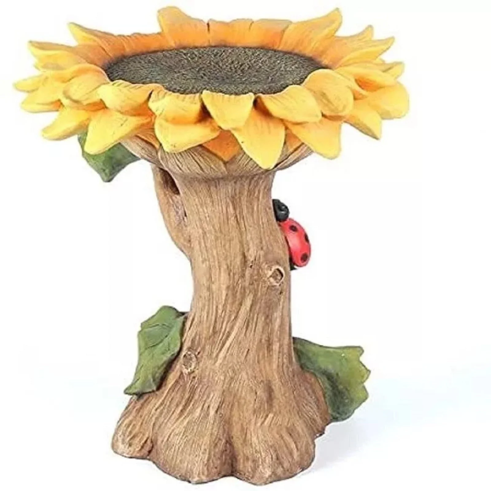 SuoKom Beautiful Sunflower Bird Bath Brown Pedestal Handmade For Outdoor