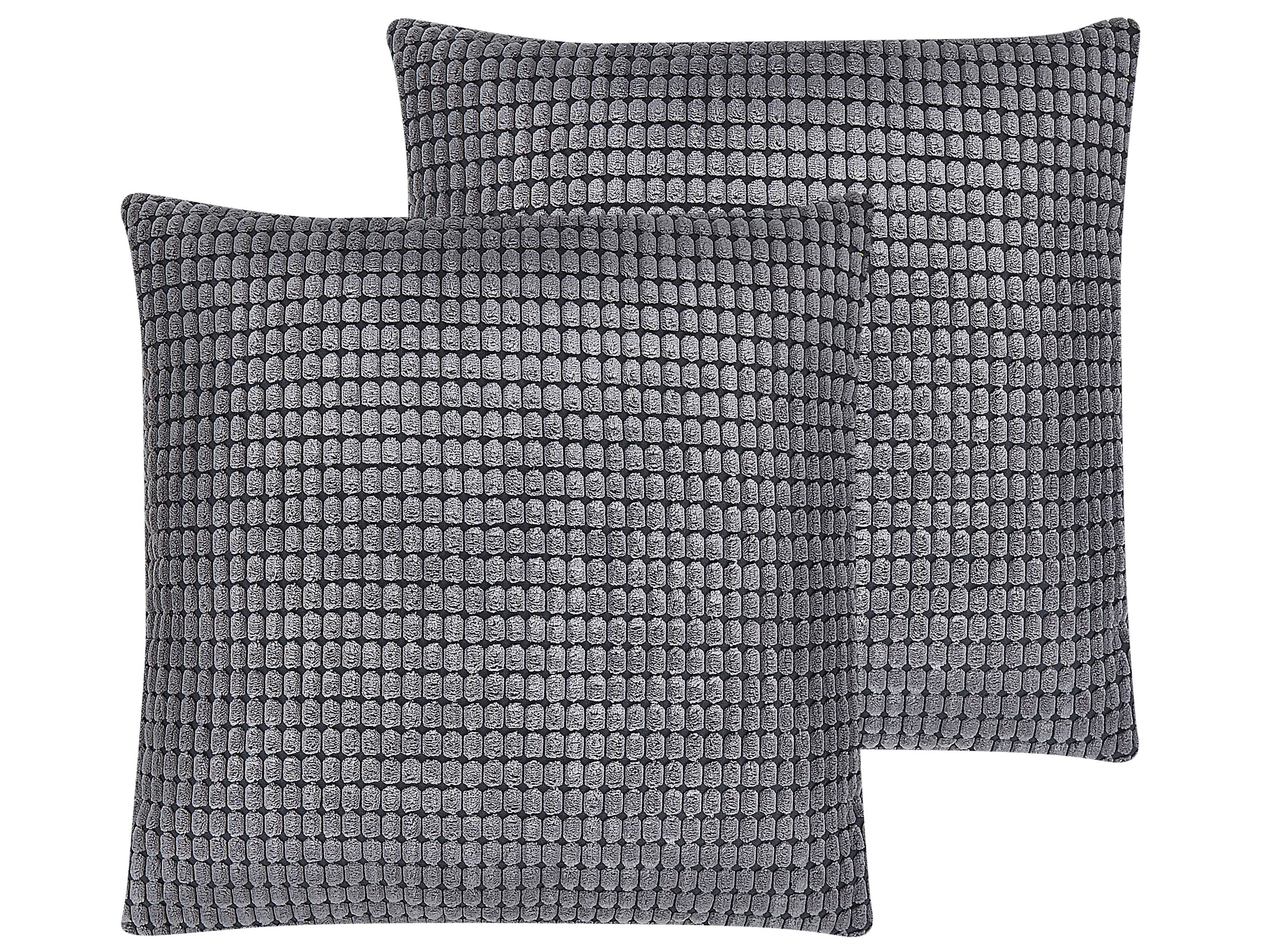Set of 2 Decorative Cushions ASPIDISTRA Velvet 45 x 45 cm Grey Geometric Pattern