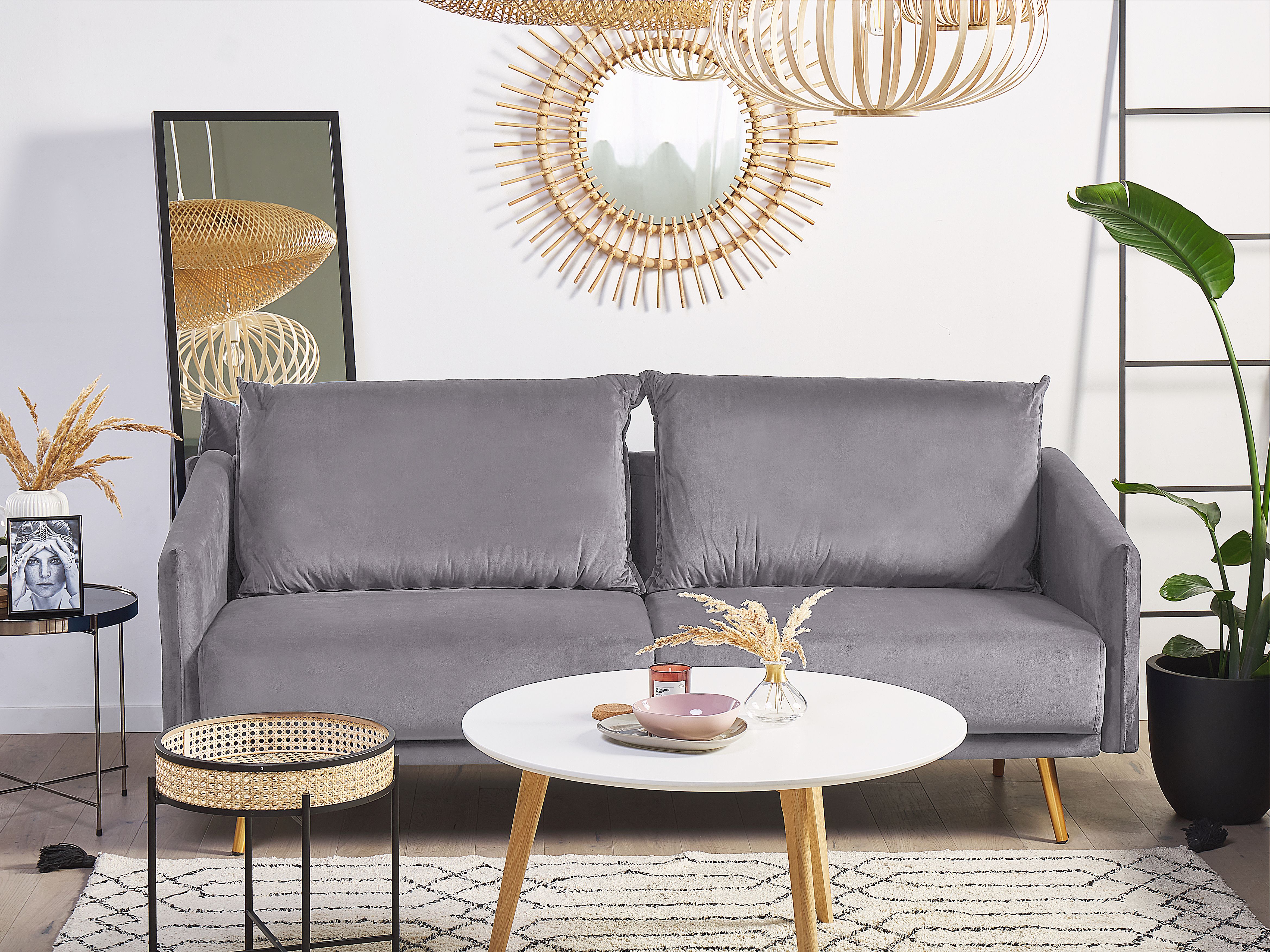 Sofa 3 Seater MAURA Velvet Grey