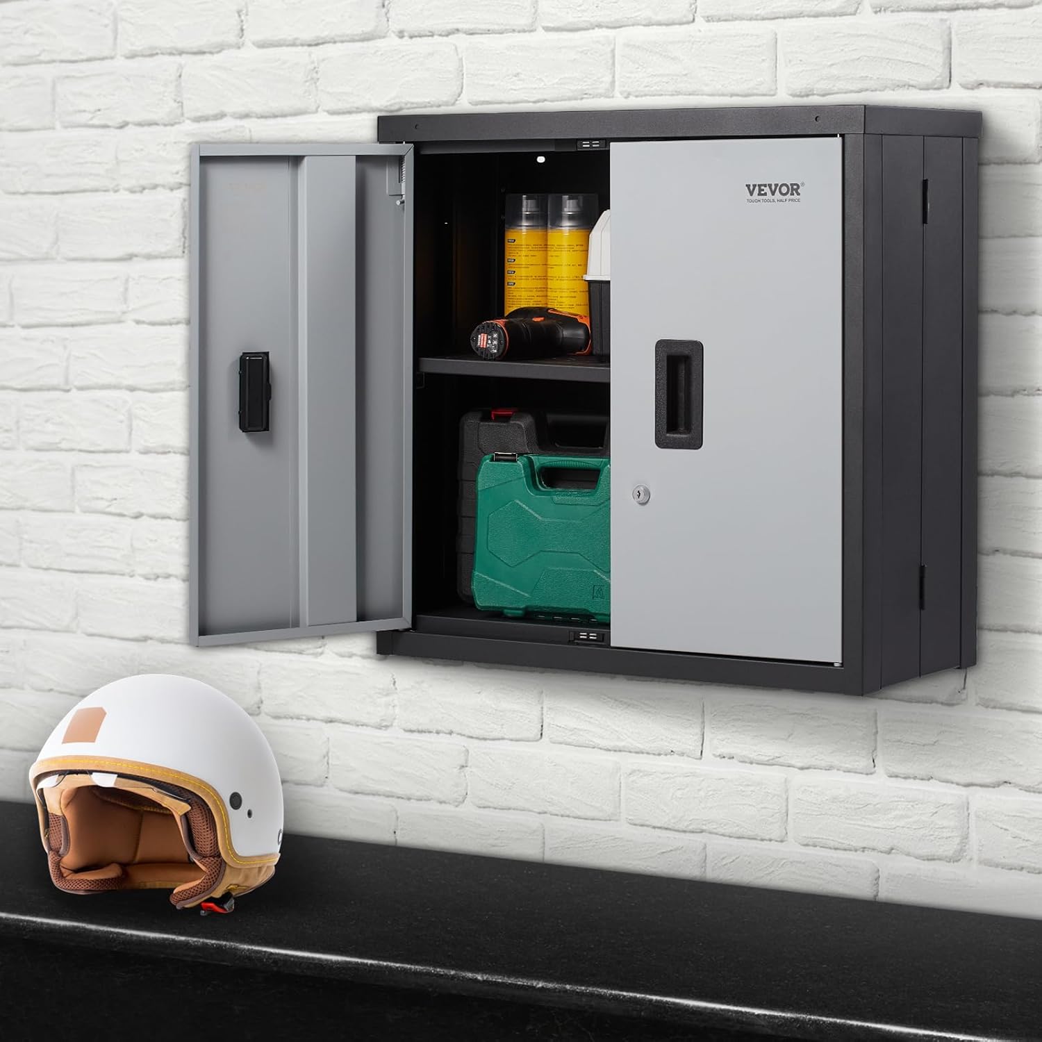 VEVOR Foldable Wall Cabinet, Metal Garage Locker Mounted 26
