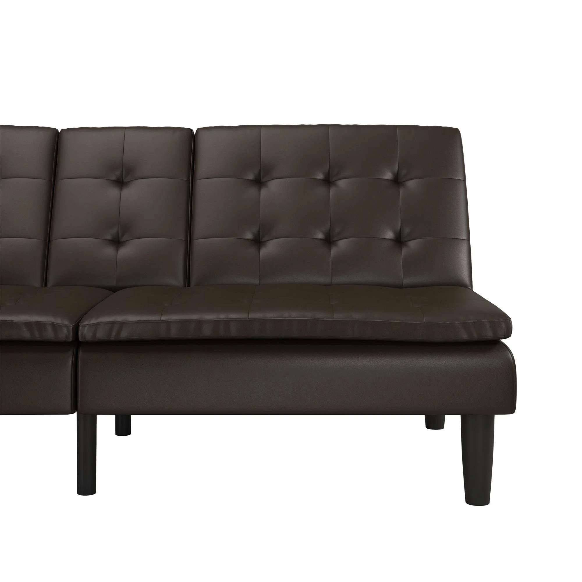 Mainstays Memory Foam 71.5" Futon with Cupholder and USB, Black Faux Leather - Image 71