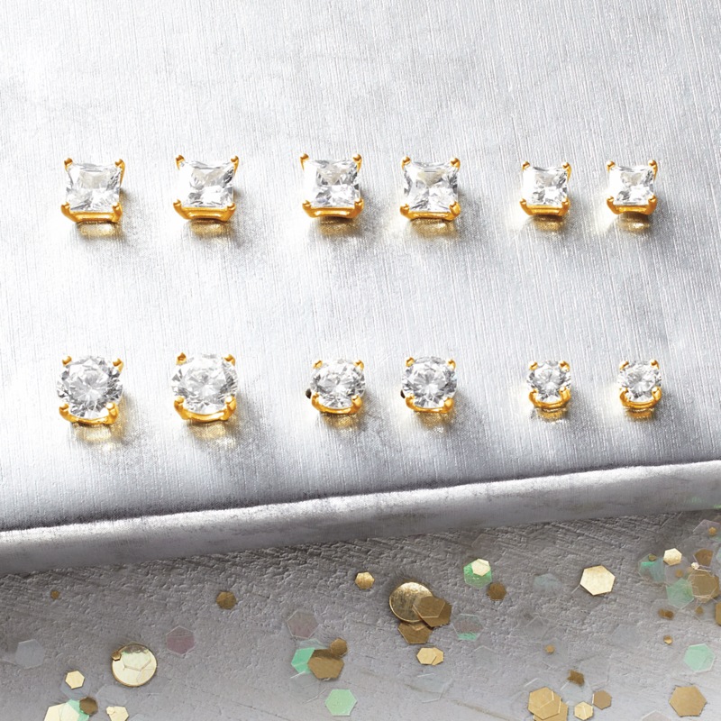 Cubic Zirconia 6-Pair Earring Set - MIDNIGHT VELVET CATALOG