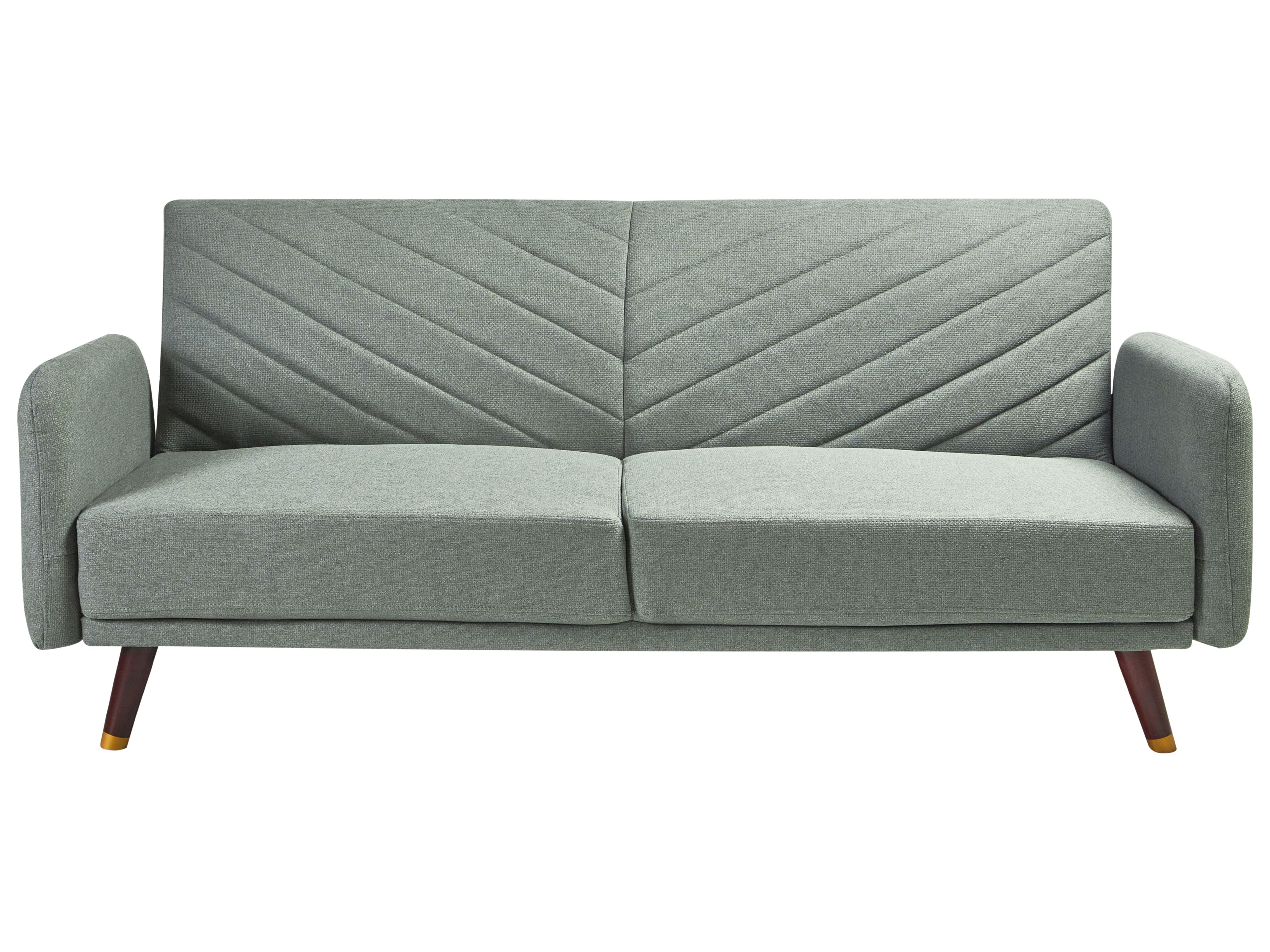 Sofa Bed 3 Seater SENJA Faux Linen Light Green
