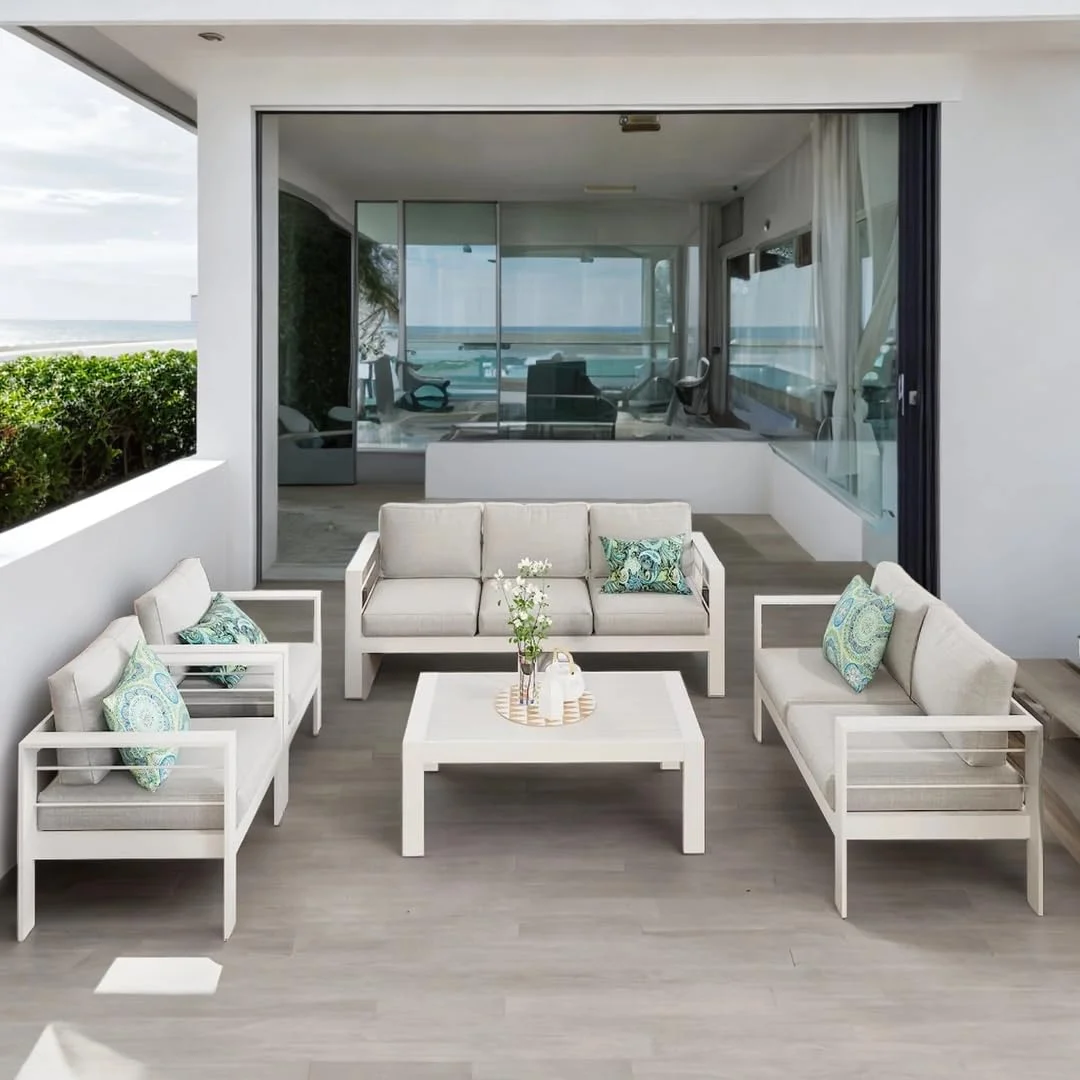 CozyHom 5 Pcs Outdoor Patio Aluminum Furniture Sofa Sets, Outside Patio Conversation Couch Sets With Table&Cushions for Garden Porch, Gray - Image 69