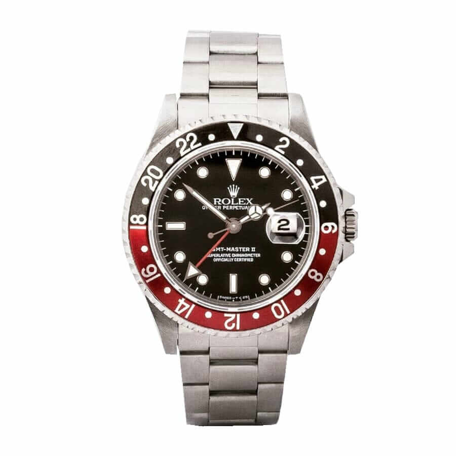 Rolex GMT-Master II Red   Black Bezel Black Dial Coke 16710 Oyster Replica - Elite Watch Atelier