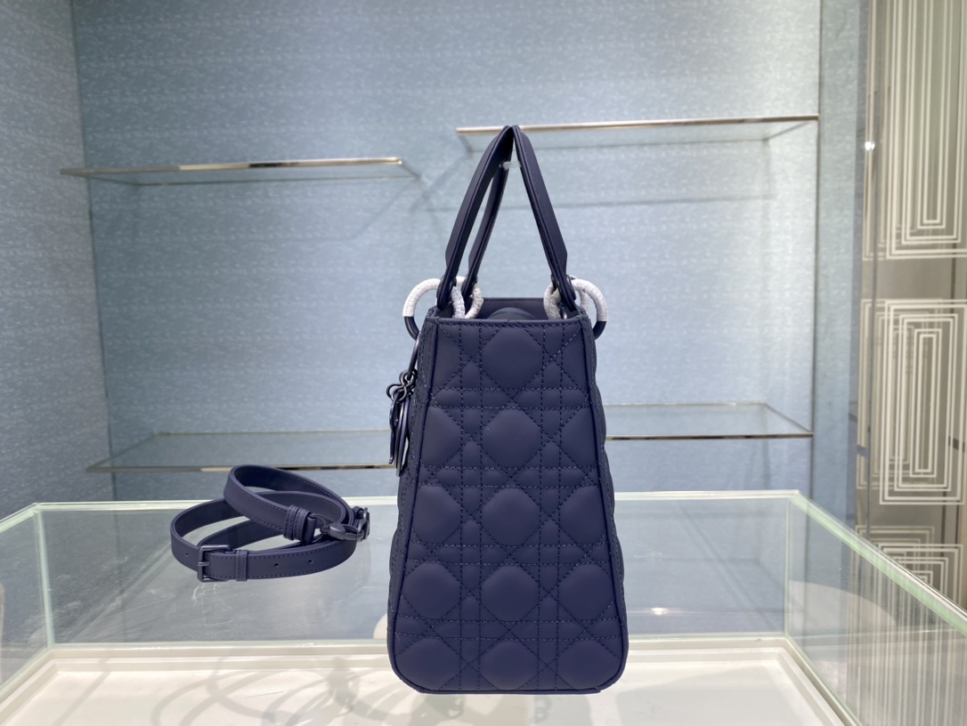 Christian Dior Medium Lady Dior Bag Dark Blue For Women 9.5in/24cm1:1High-quality replica