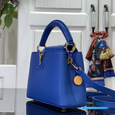 Royal Blue Pebbled Leather Mini Top Handle Handbag1:1High-quality replica