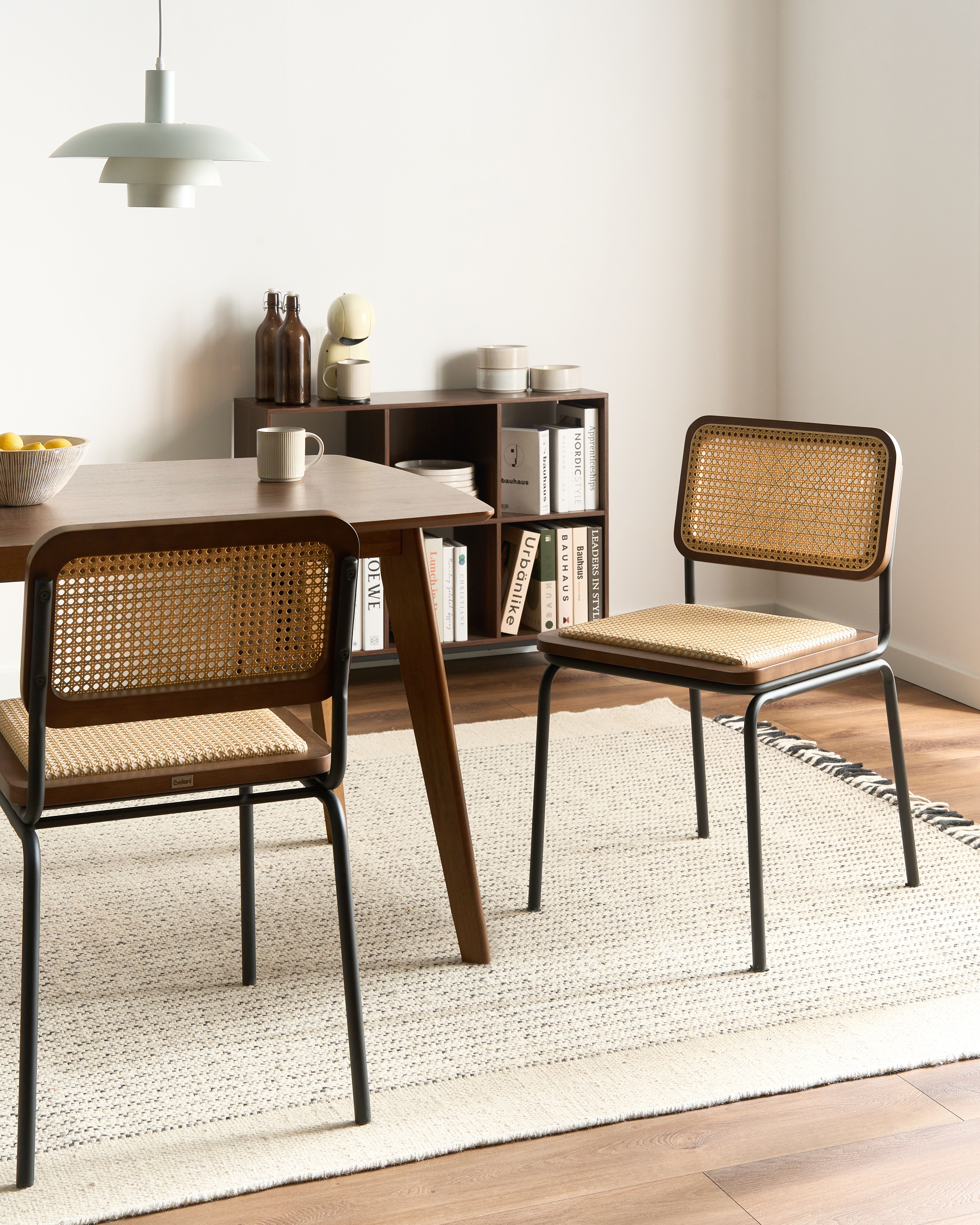 Set of 2 Dining Chairs CORVALLIS PE Rattan Brown