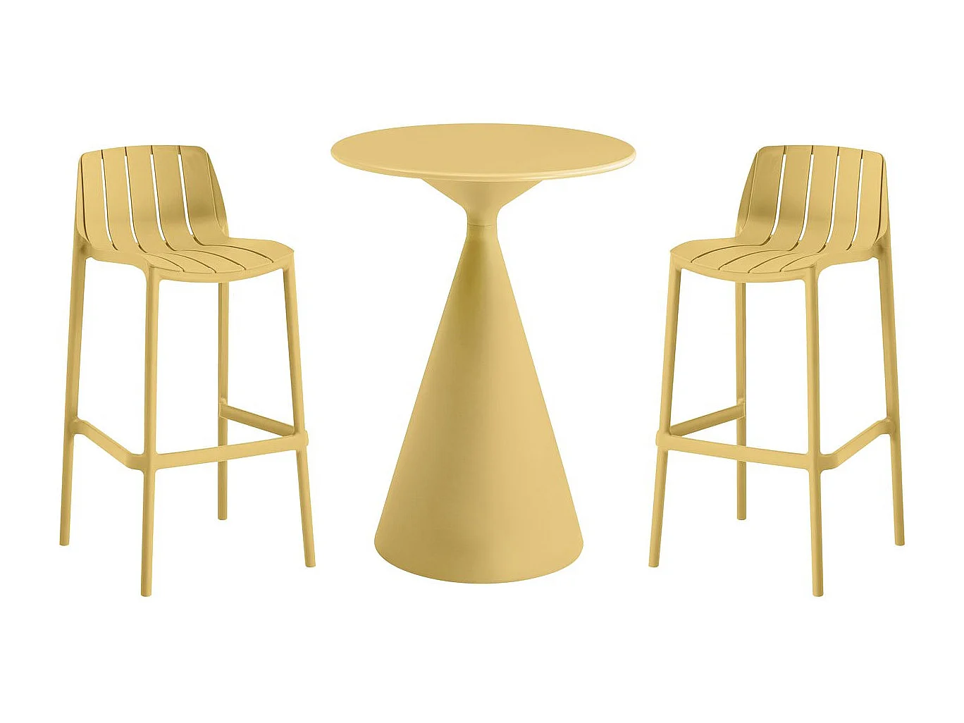 Table et chaises hautes de bistrot empilables 
