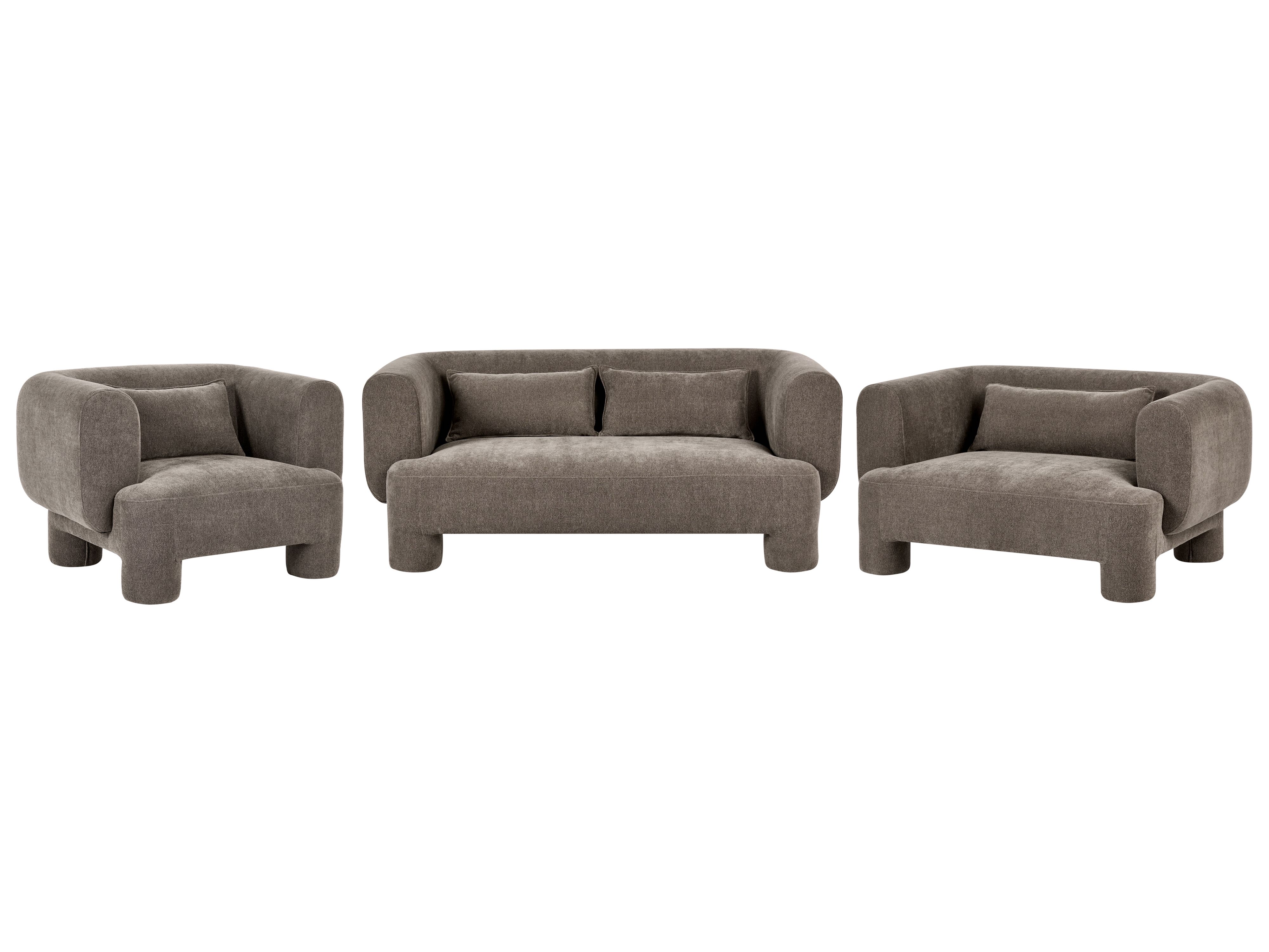 Living Room Set 6 Seater HOGBO Fabric Brown