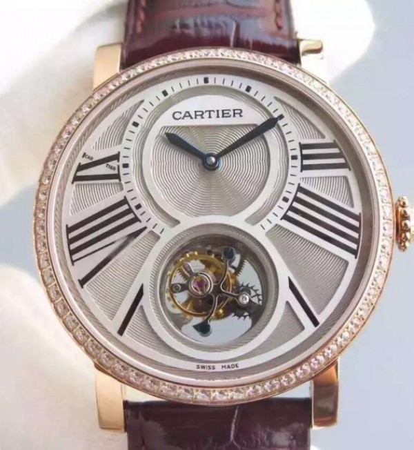 Replica Cartier Rotonde De Cartier Tourbillon RG Diamonds Bezel - Top club