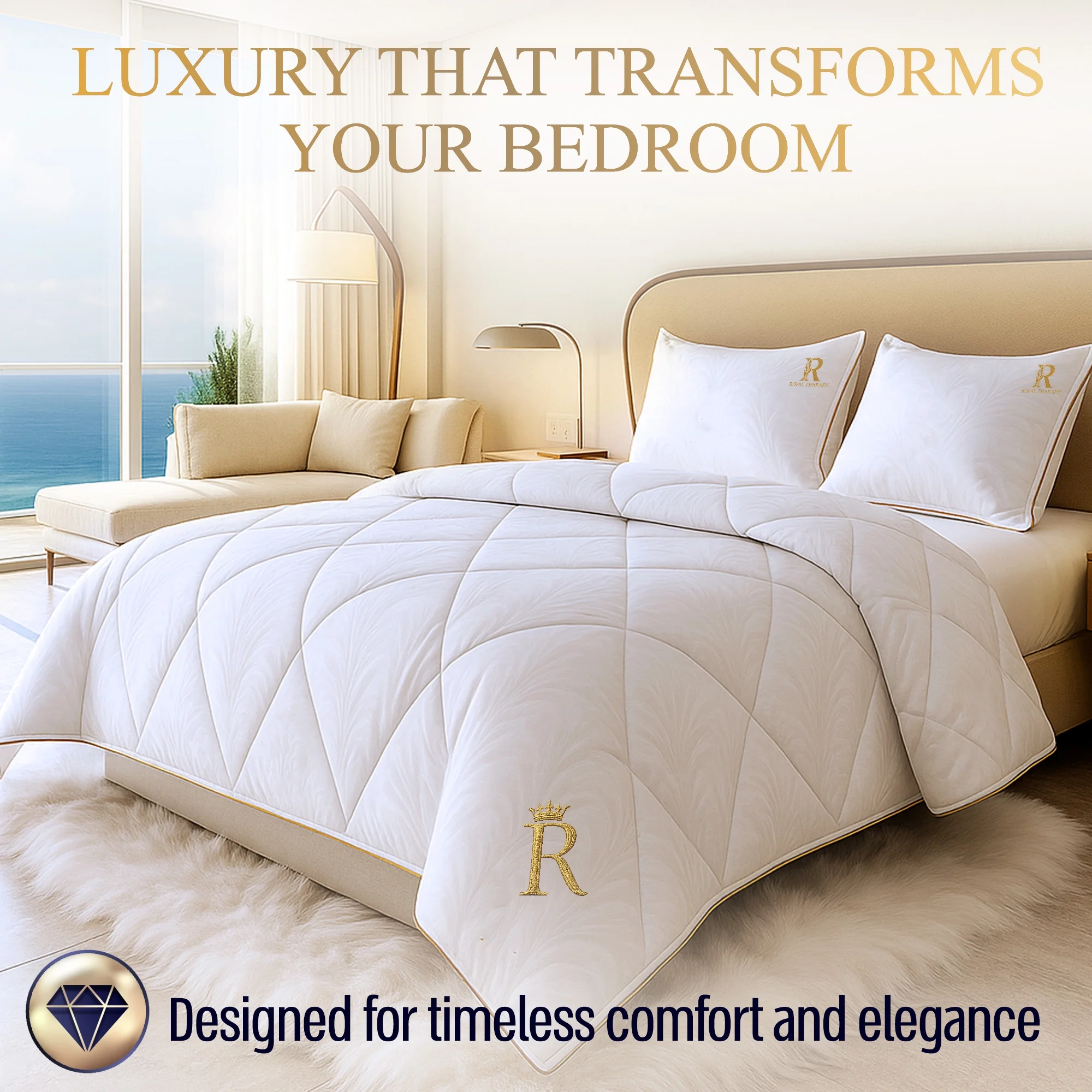 Royal Therapy Queen Size Comforter �C White Comforter, Down Alternative Bed Comforter, Fluffy Duvet Insert, Cool And Comfortable - Image 2
