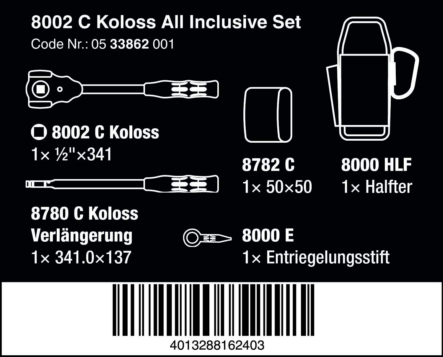 WERA 05133862001 8002 C Koloss All Inclusive Set with 1/2