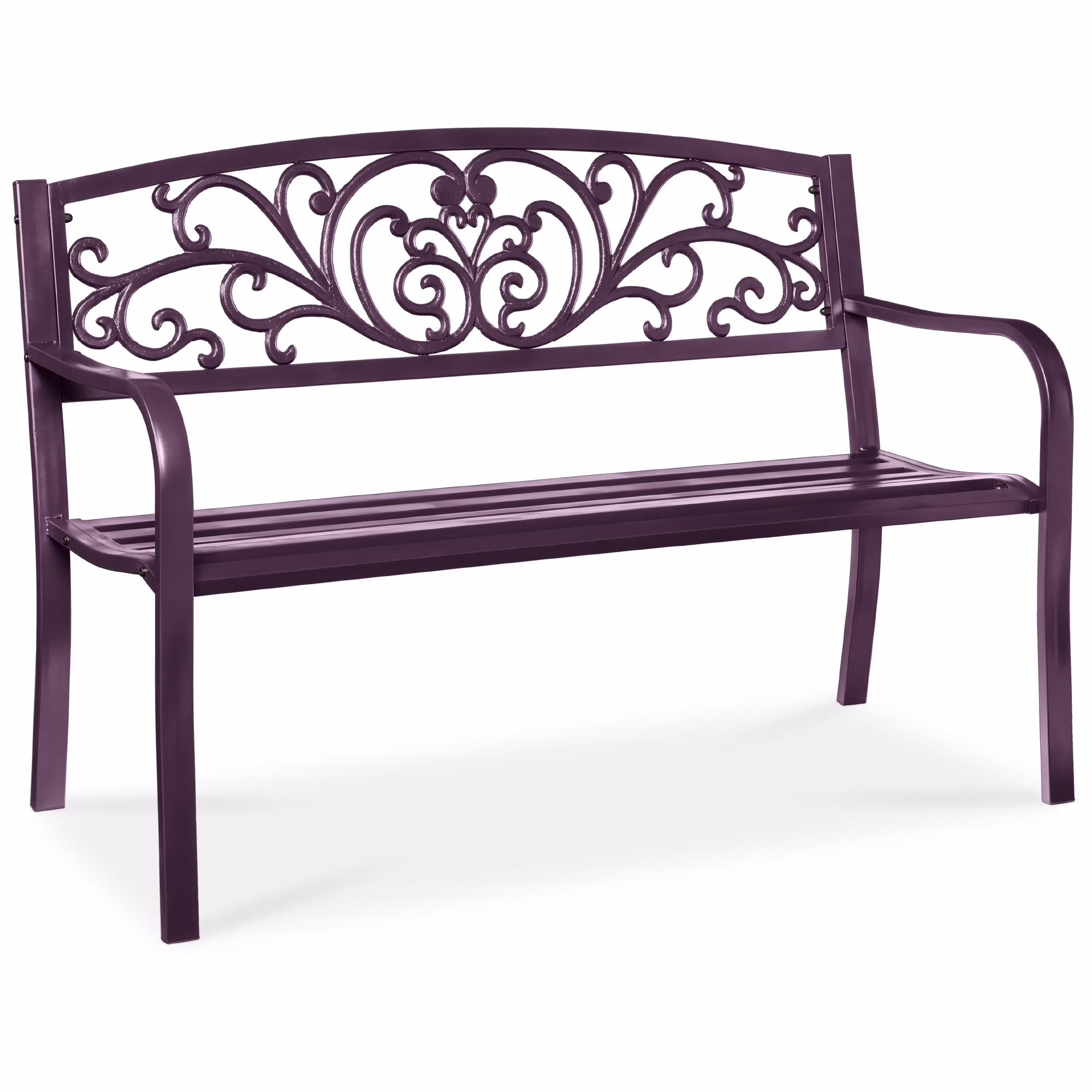 Best Choice Products Outdoor Steel Bench Garden Patio Porch Furniture w/ Floral Design Backrest - Black - Image 13