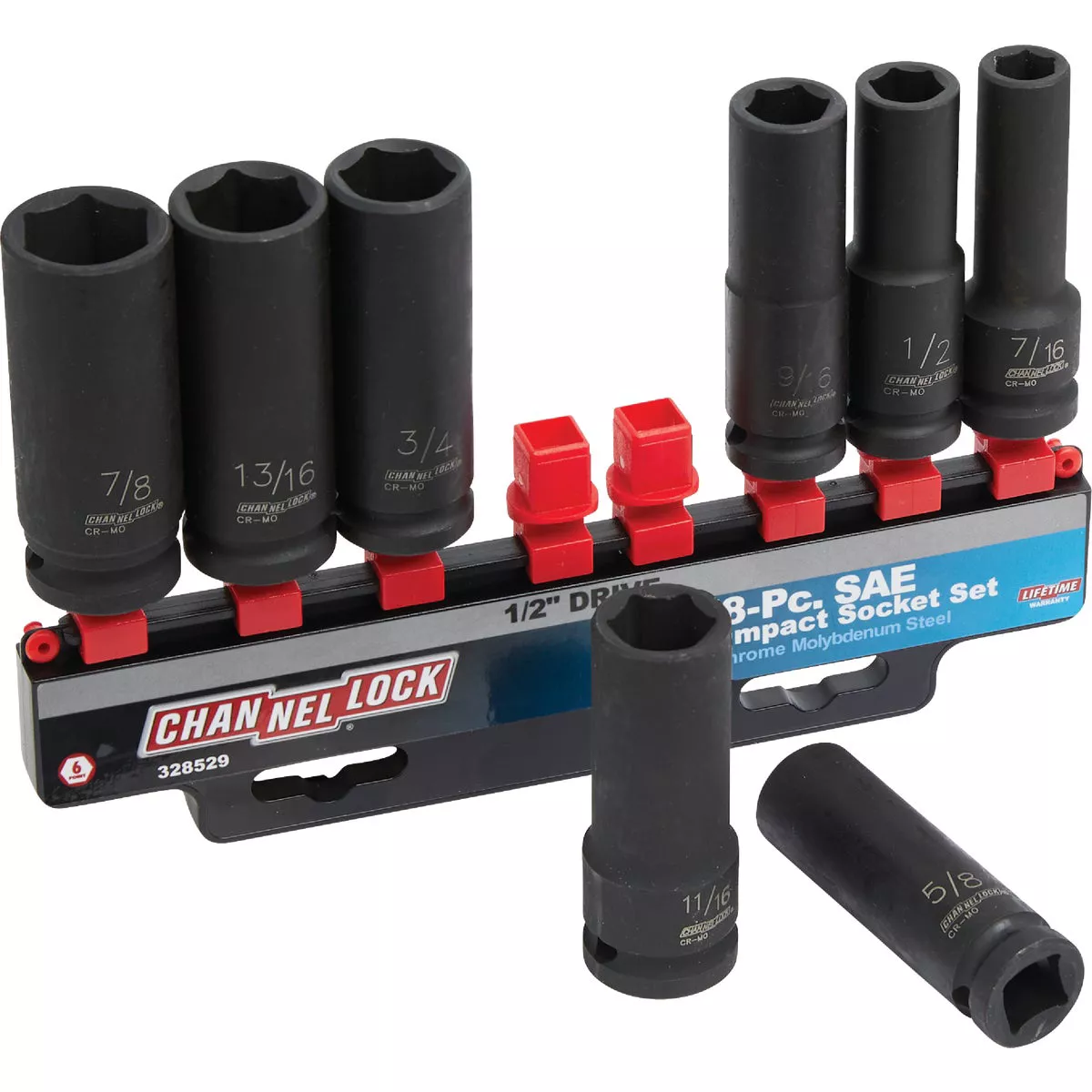 Channellock SAE 1/2 In. Drive 6-Point Deep Impact Driver Set (8-Piece)