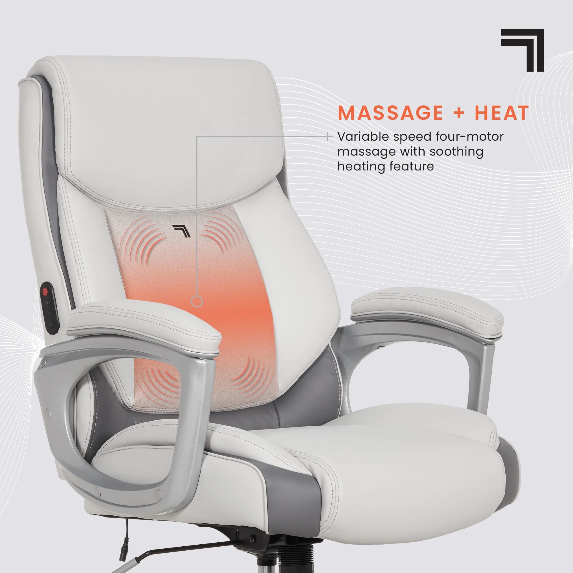 Sharper Image S-120 Massage and Heat Office Chair, Gray/White - Image 33