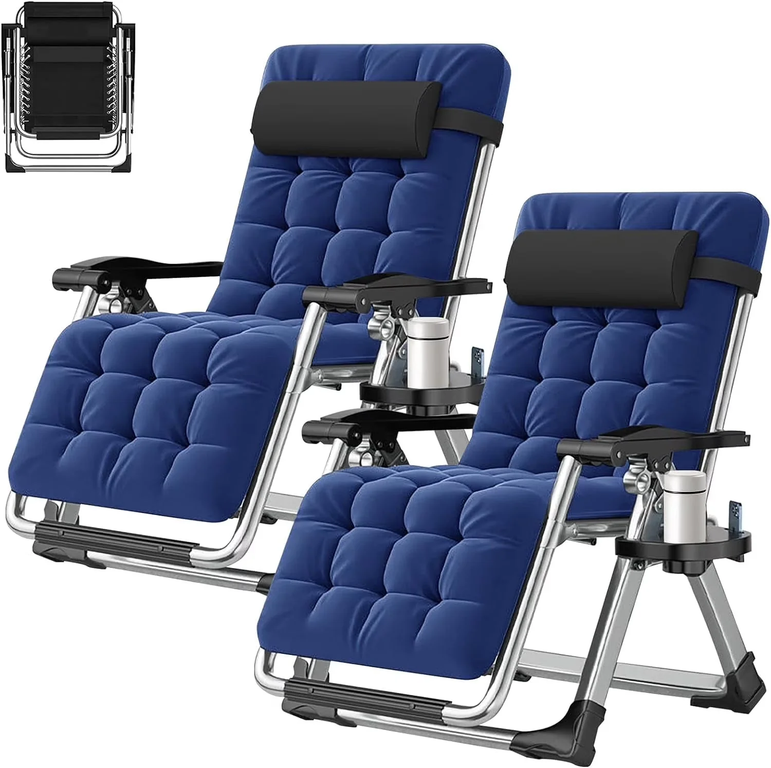 NAIZEA Zero Gravity Lawn Recliner Chairs, 2 Pack, Black - Image 2 NAIZEA Zero Gravity Lawn Recliner Chairs, 2 Pack, Black - Image 2