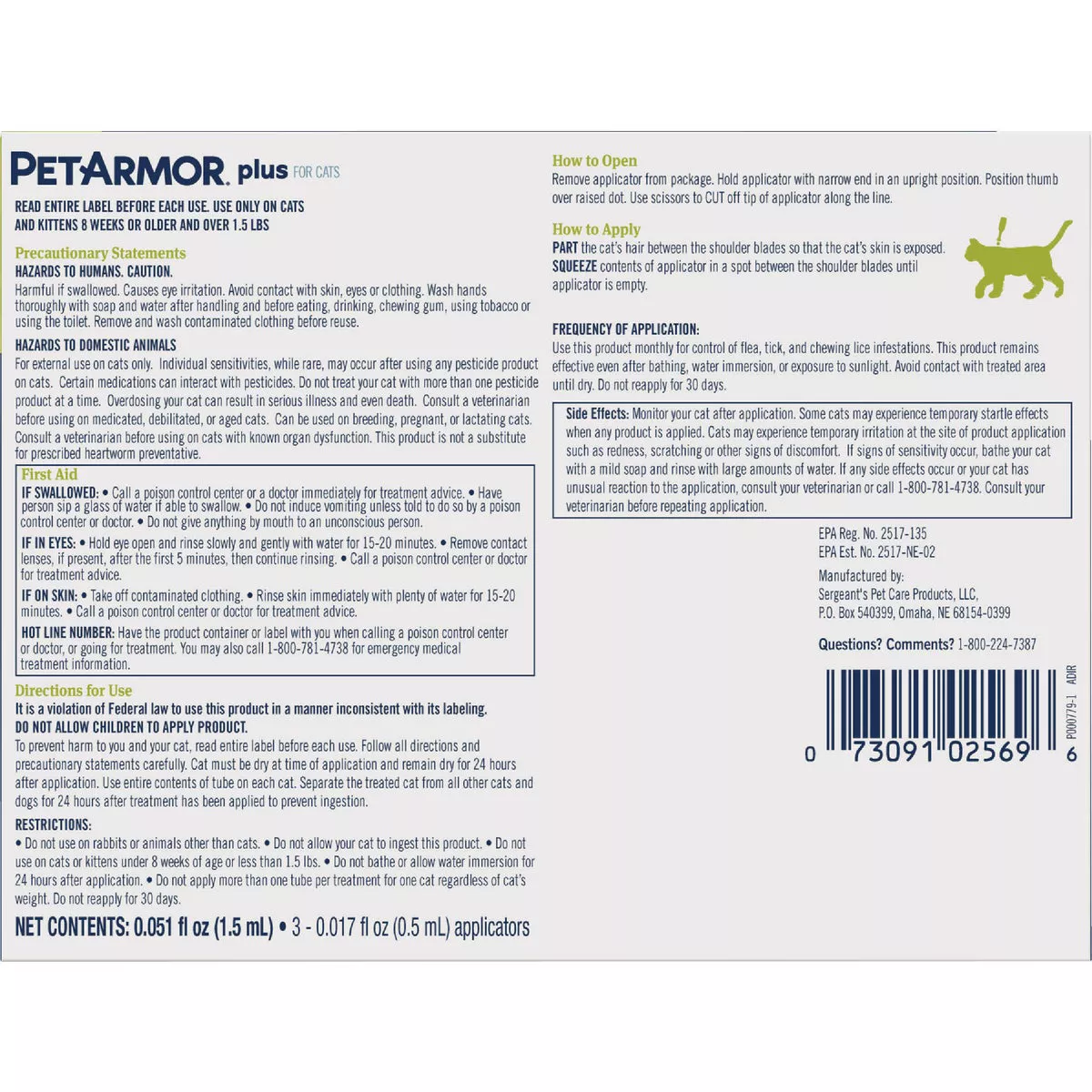PetArmor Plus For Cats Flea & Tick Topical Treatment (3-Pack)