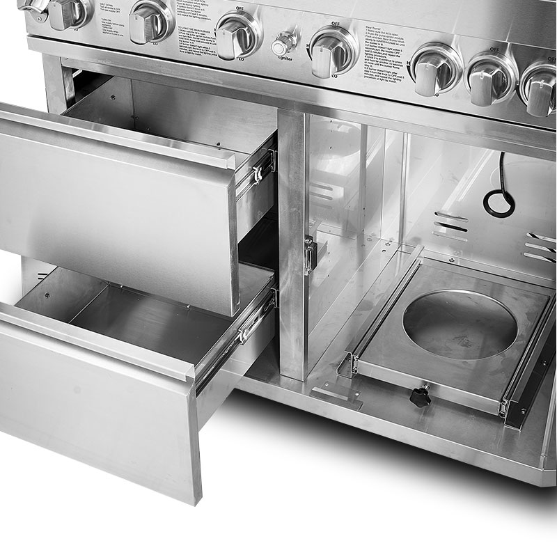 Premium Stainless Steel Gas BBQ Grill with 6+1 Burner Refrigerator Sink Tap Cabinet Trolley for Home Outdoor Use