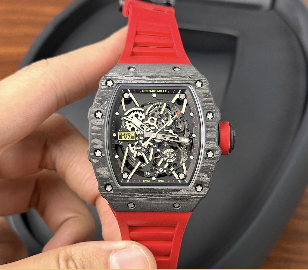 Richard Mille RM35-02 Replica Watch Skeleton Red Rubber Strap 44mm - Top club