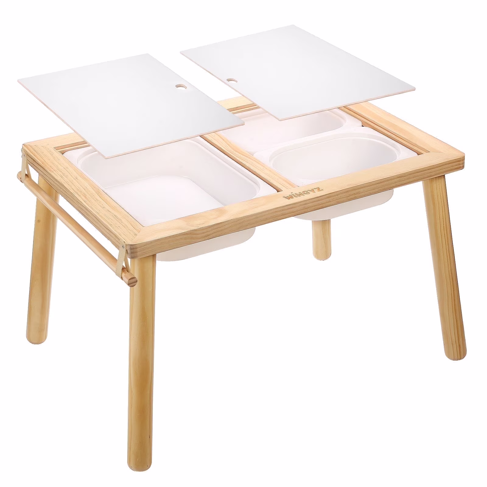Sweet Time Toddler Sensory Table Chairs, Wood Kids Activity Table with Storage Play Study Furniture - Image 3