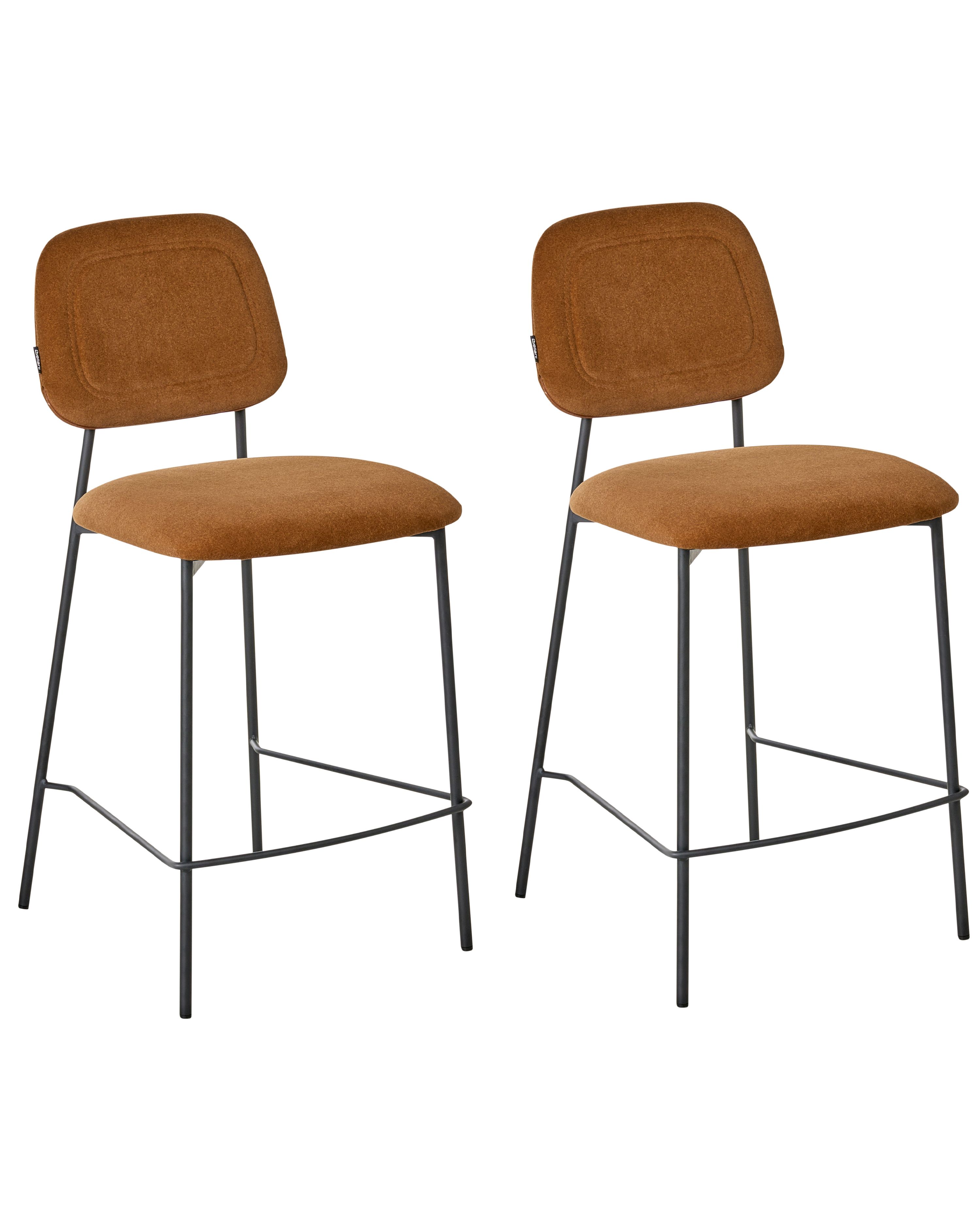 Set of 2 Bar Chairs DUETTE Velvet Golden Brown
