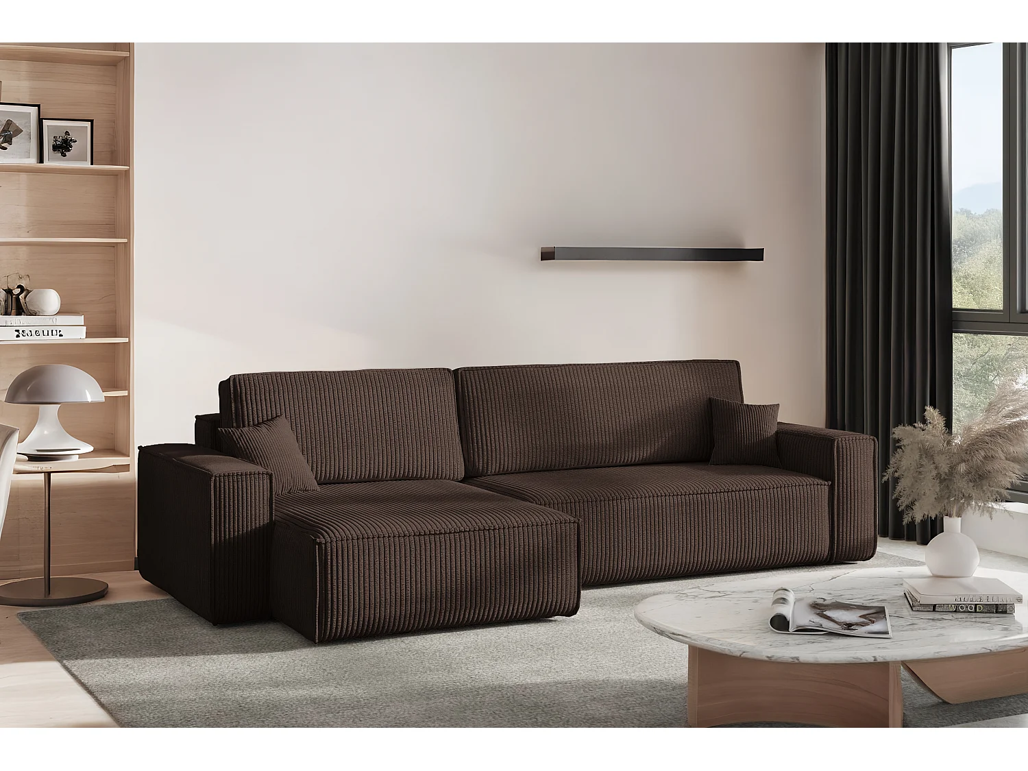 Canapé d'angle Karl XL tissu Poso 06 chocolat