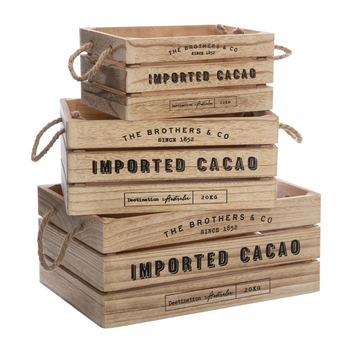 Set of 3 crates "Colonial" 3 pieces