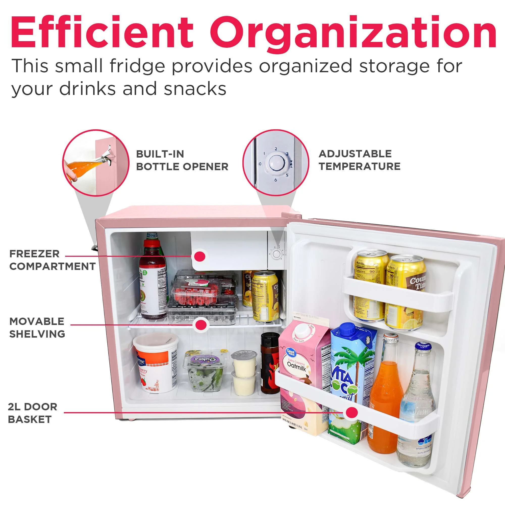 Frigidaire 1.6 Cu ft. Retro Compact Refrigerator with Side Bottle Opener, Coral - Image 20