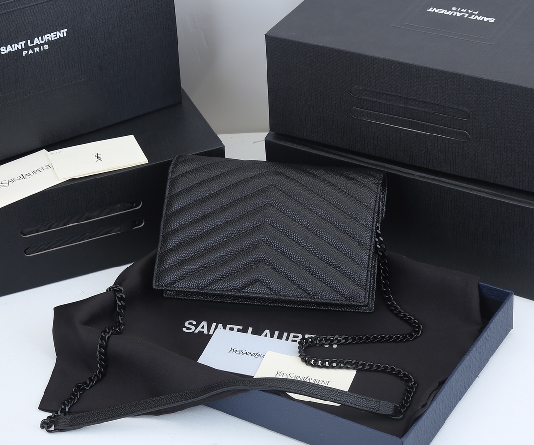 Replica Ysl Envelope Chain Wallet In Grain De Poudre Embossed Leather 18881:1High-quality replica