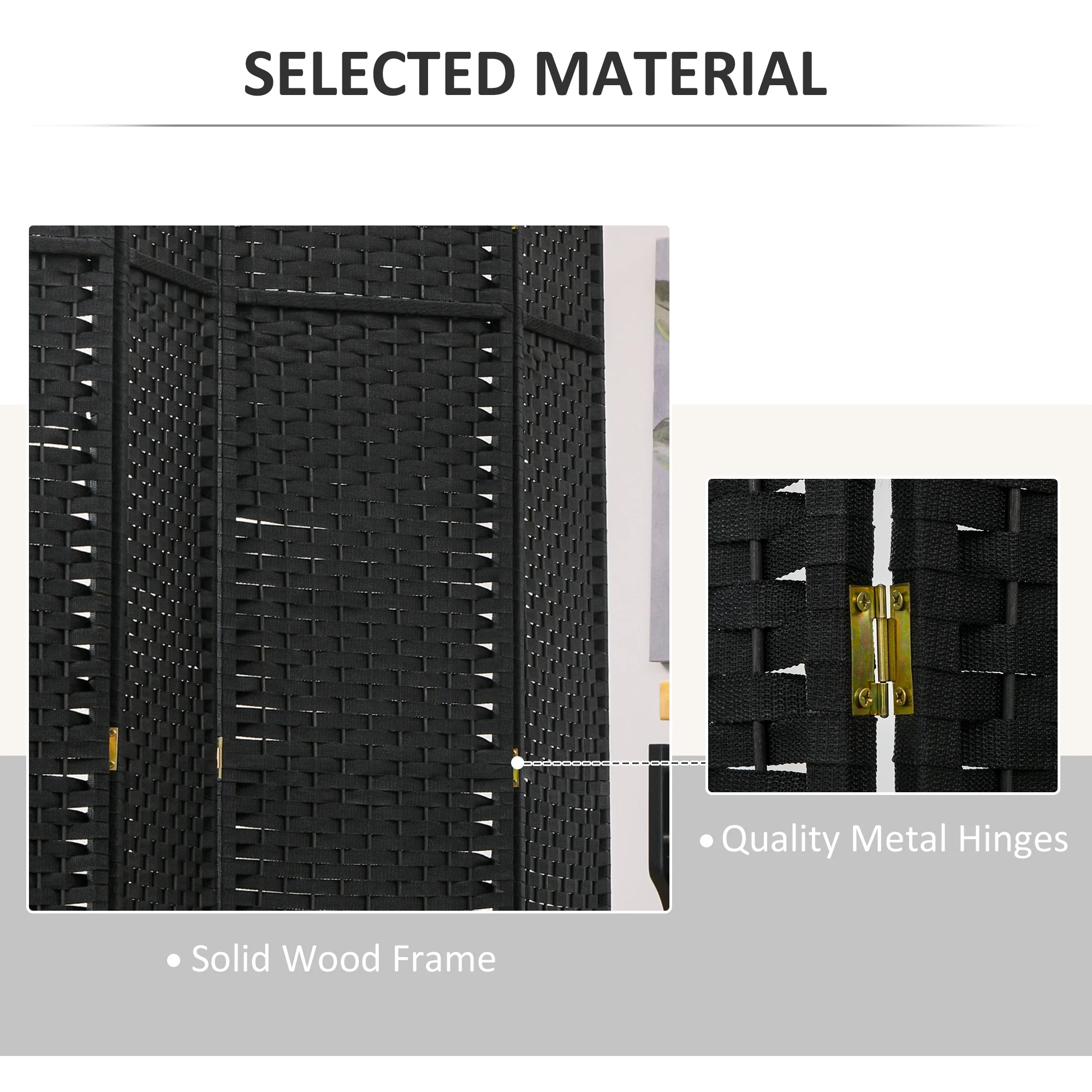 HOMCOM 4 Panel Room Divider Freestanding Folding Privacy Screen Nature Wood - Image 14