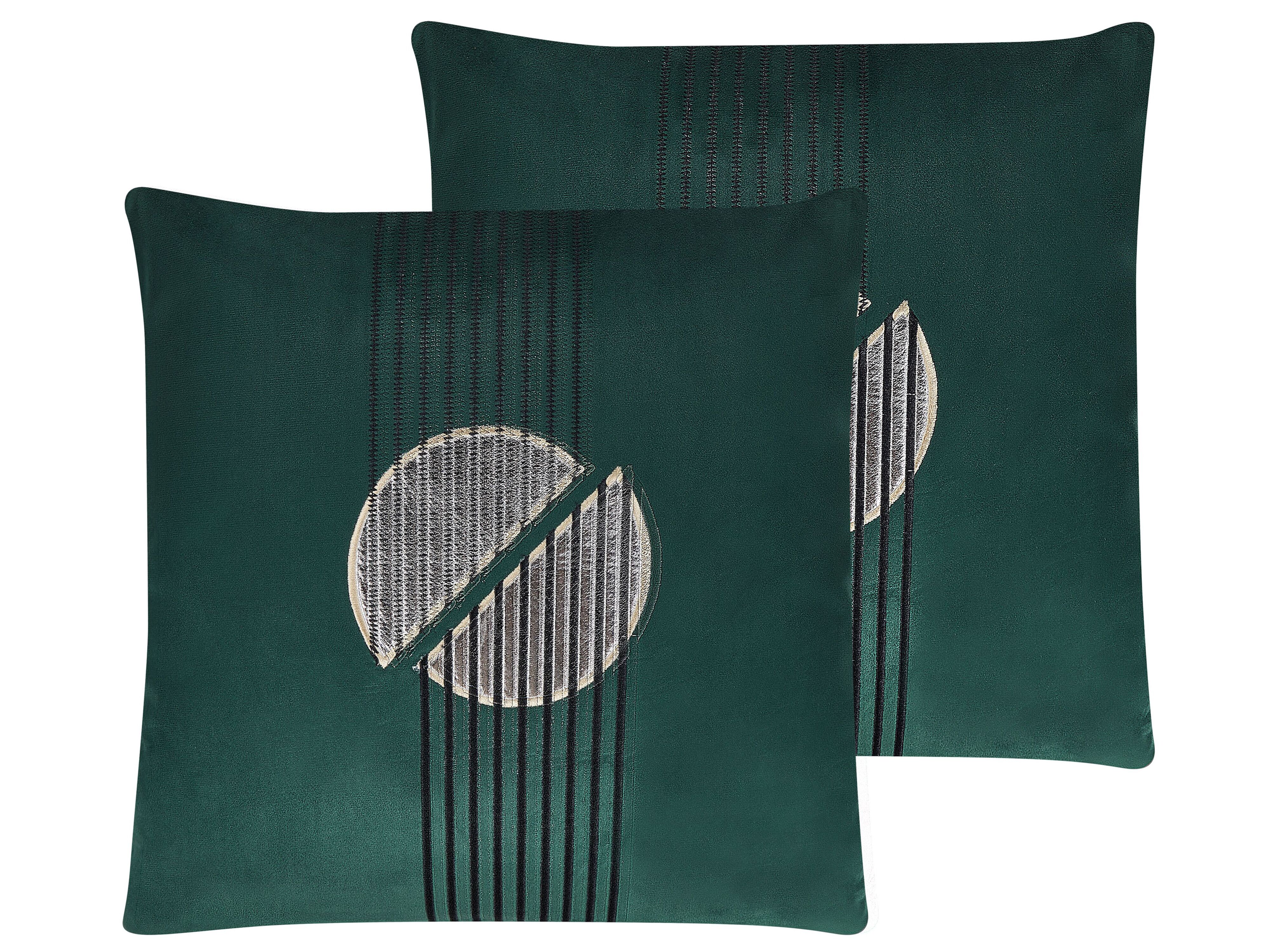 Set of 2 Decorative Cushions CEROPEGIA Velvet 45 x 45 cm Emerald Green Geometric Pattern