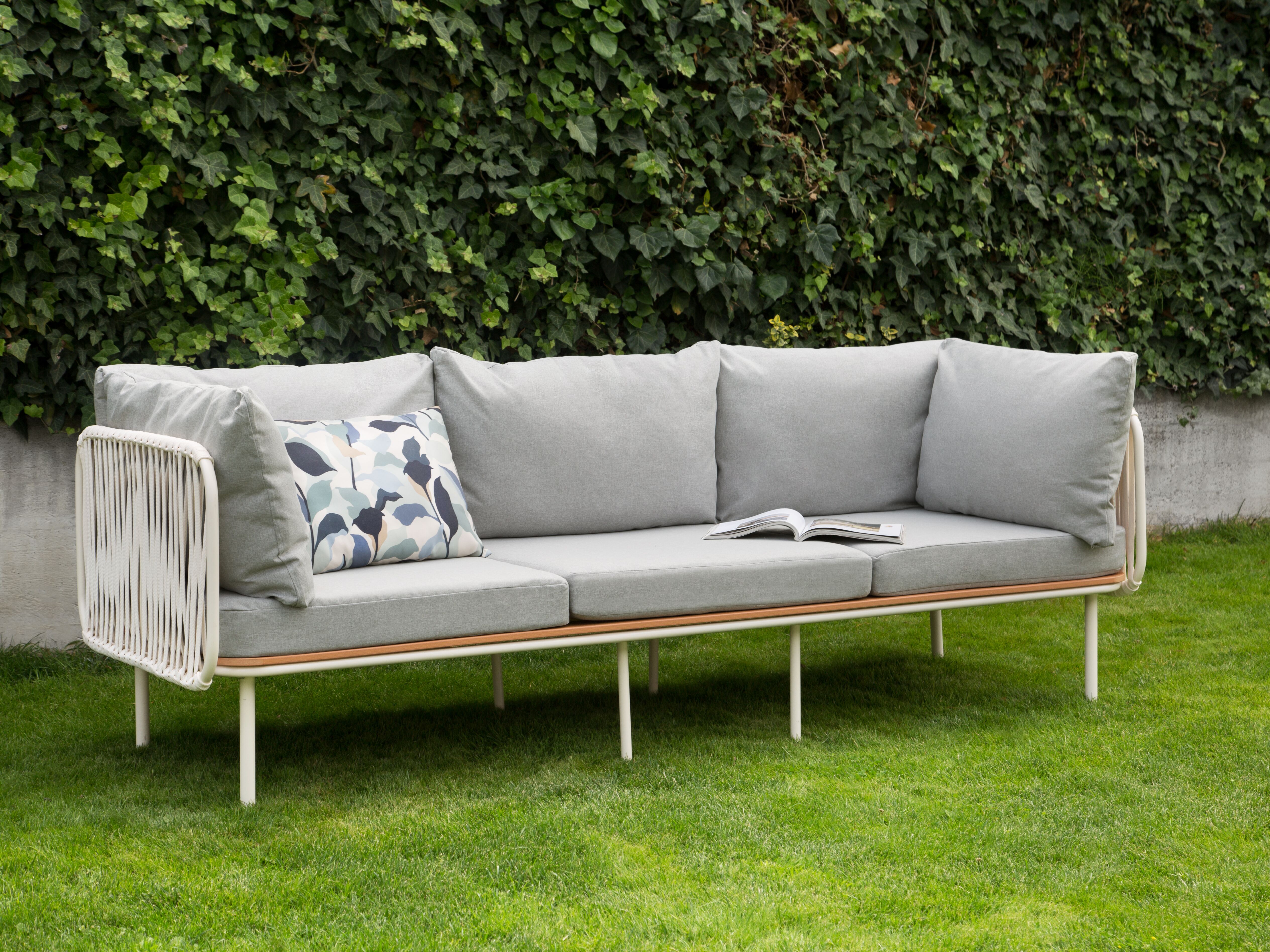 Garden Sofa 3 Seater SENISE Metal Grey