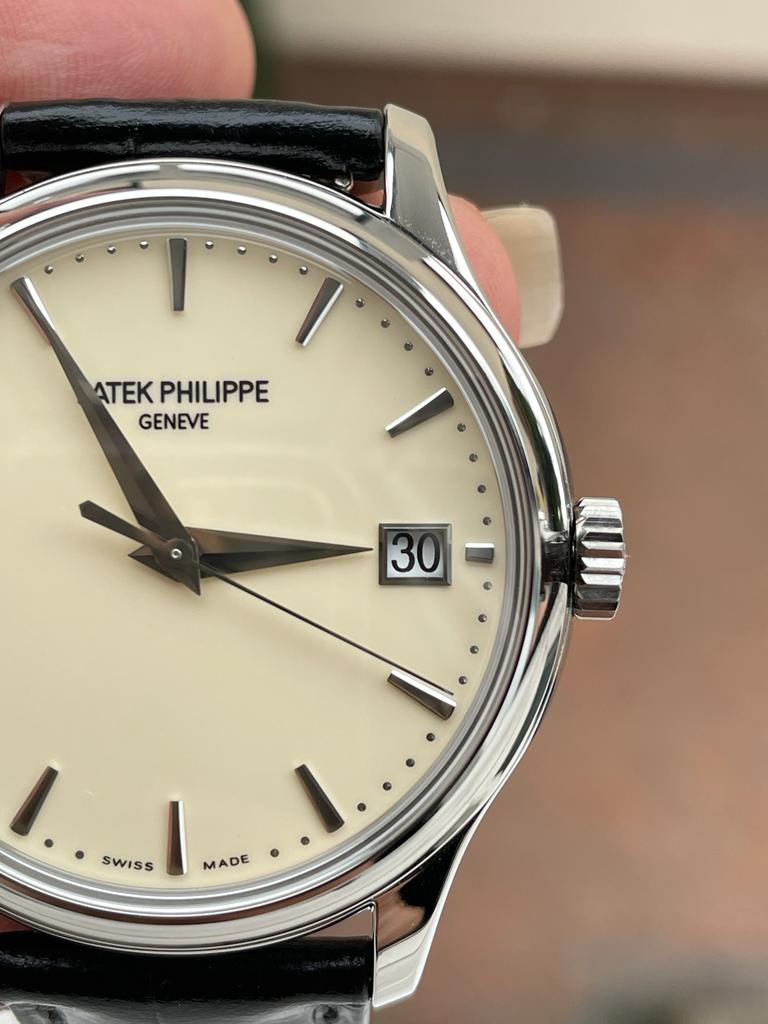 Replica PATEK PHILIPPE Calatrava ZF 5298p Date off White Dial SS bezel ZF factory - Top club