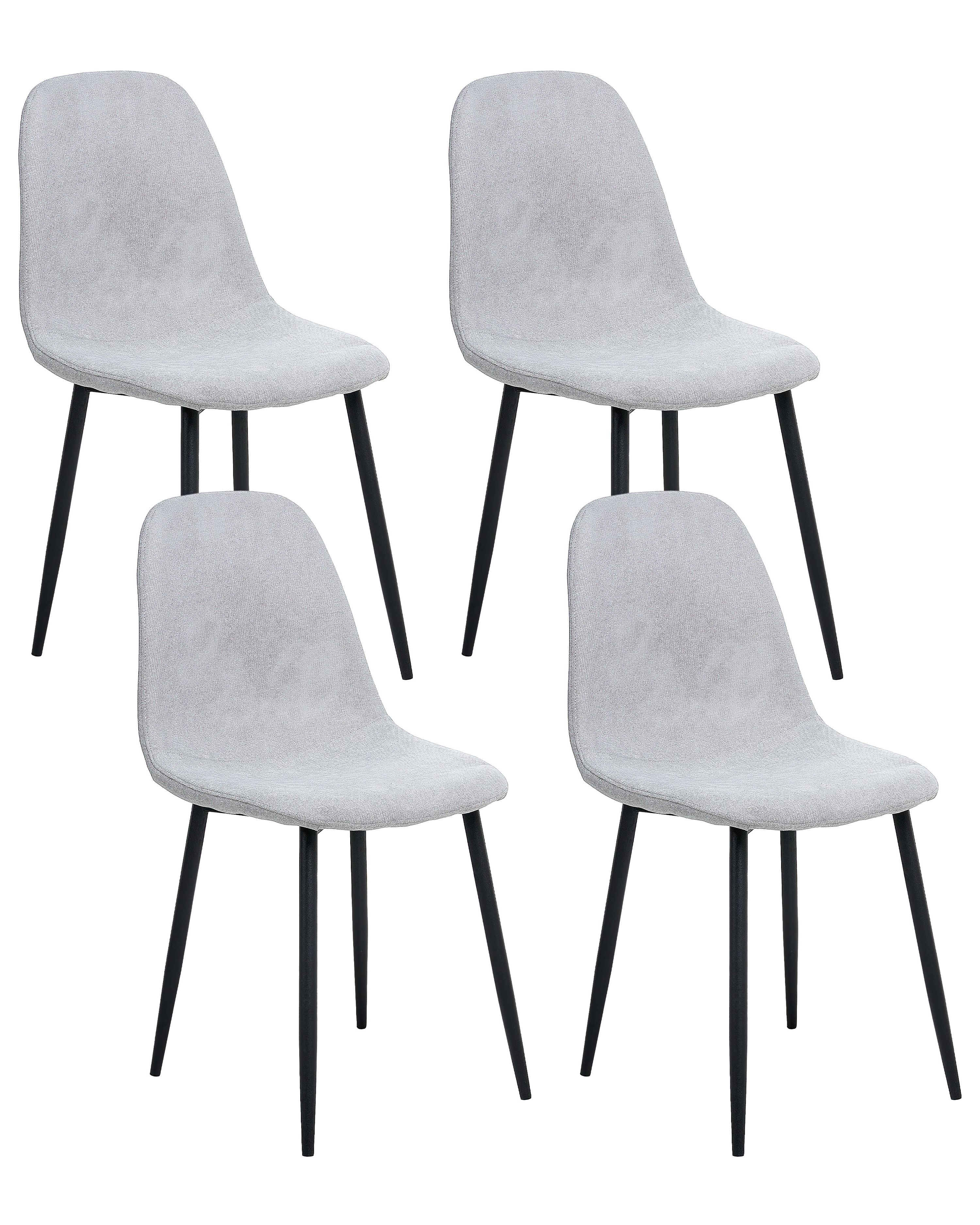 Set of 4 Dining Chairs CRANDALL Fabric Light Grey