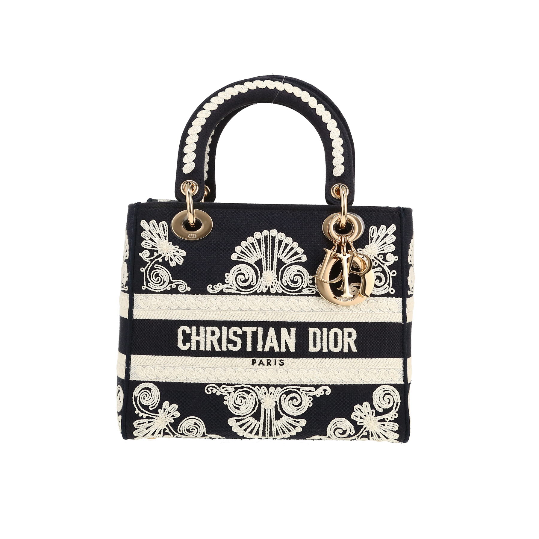 Dior Lady Dior handbag in navy blue and white canvas1:1High-quality replica