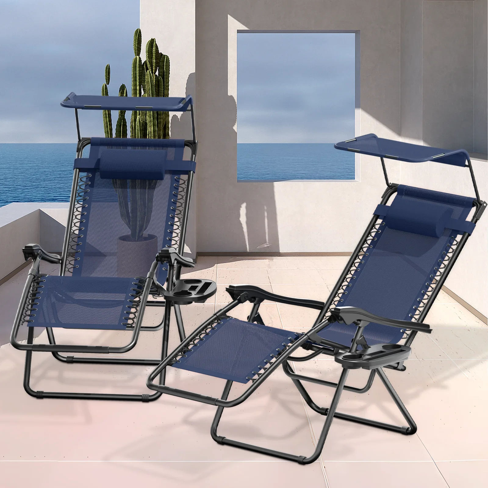 MoNiBloom Zero Gravity Reclining Chairs Set Of 2 With Canopy Shade And Headrest, Black - 330 lbs - Image 86 MoNiBloom Zero Gravity Reclining Chairs Set Of 2 With Canopy Shade And Headrest, Black - 330 lbs - Image 86