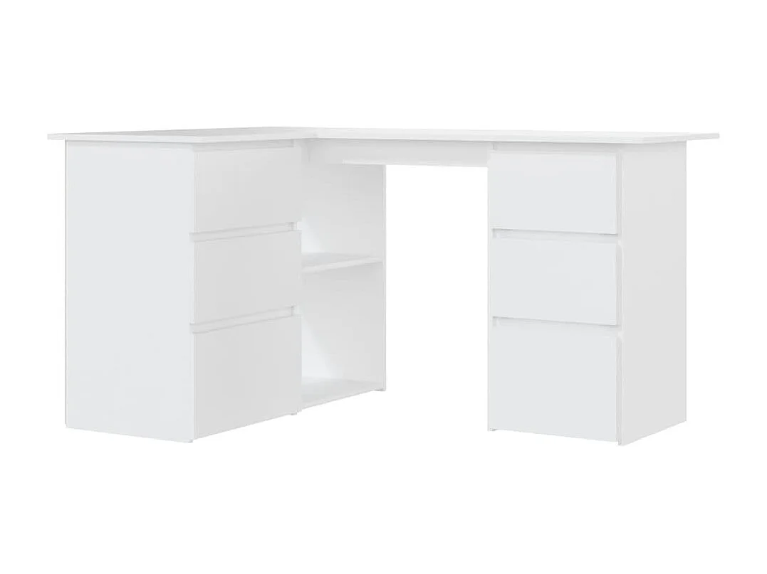 Bureau d'angle Blanc 145x100x76 cm Bois d'ingénierie FR77451