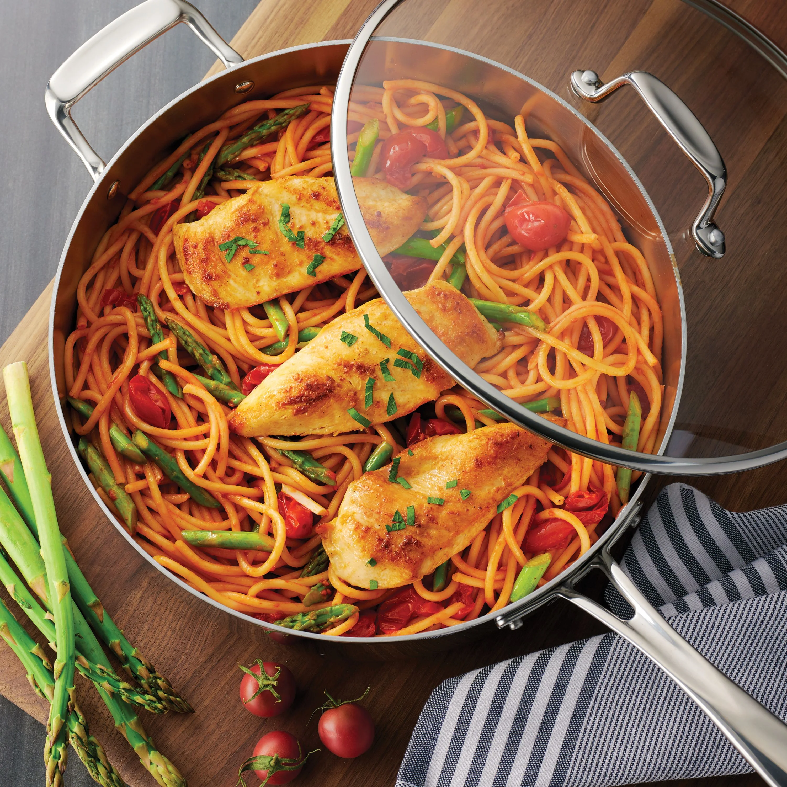 Tramontina 14-Piece Tri-Ply Clad Stainless Steel Cookware Set, with Glass Lids - Image 6