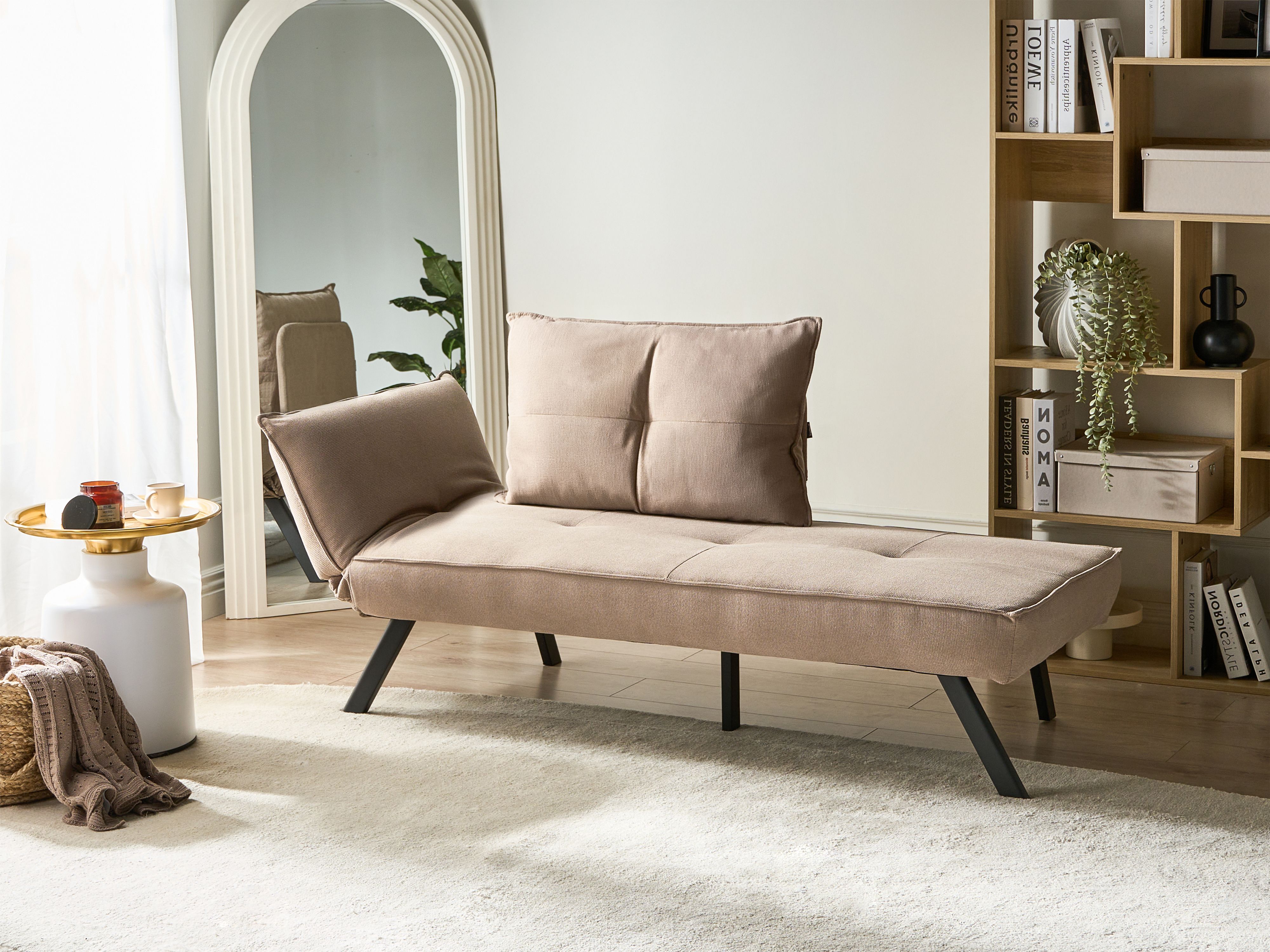 Left-Hand Chaise Lounge ROCAMADOUR Fabric Taupe